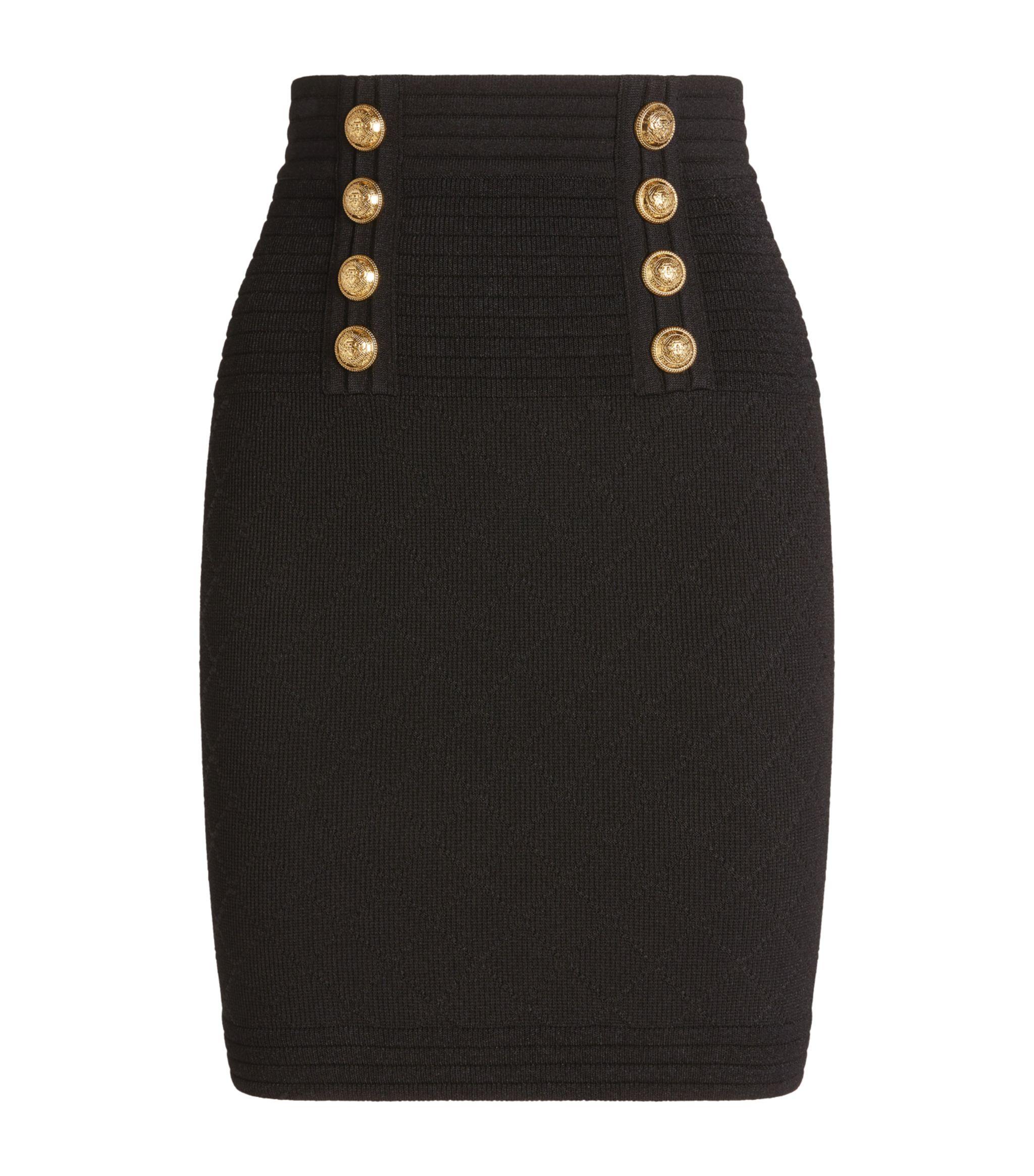 Balmain Synthetic Diamond-knit Skirt in Black - Lyst