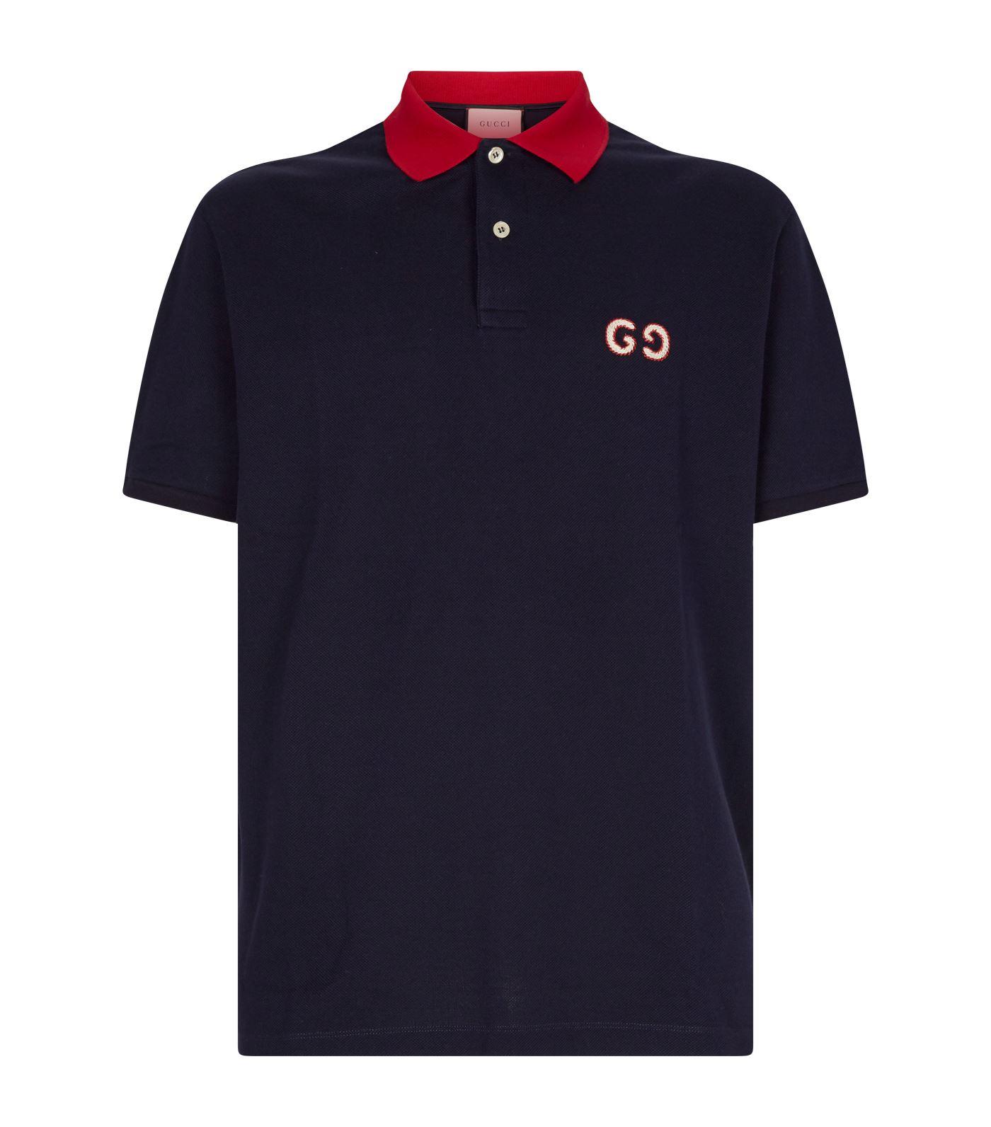 Gucci Contrast Collar Polo Shirt in Navy (Blue) for Men - Lyst