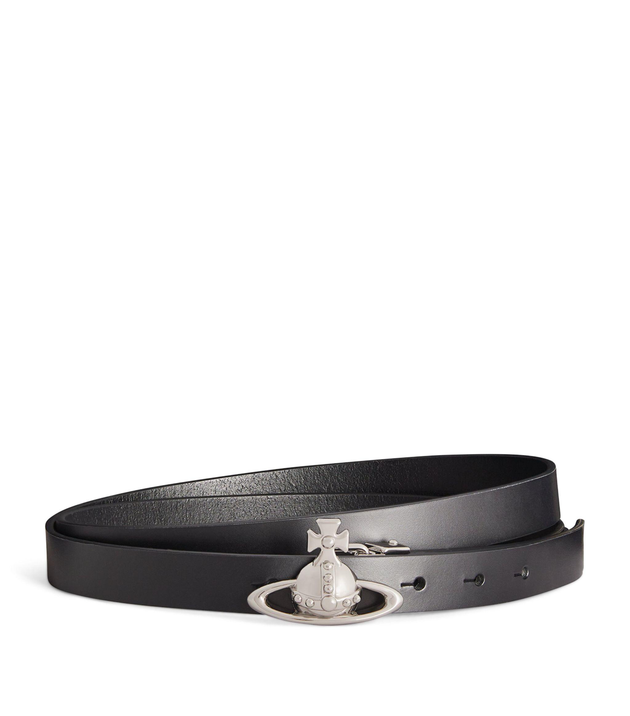 Vivienne Westwood Leather Orb Belt in Black | Lyst