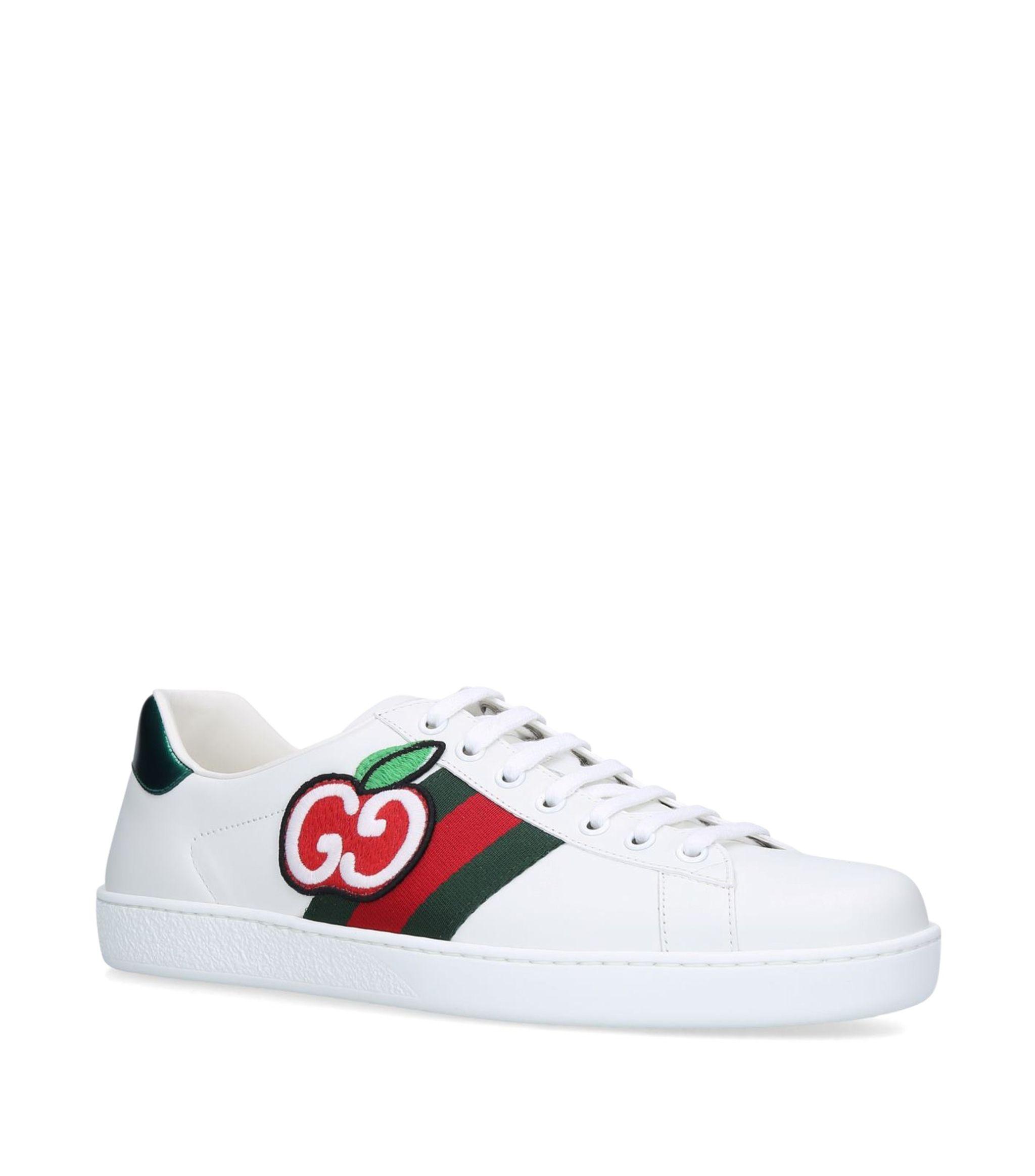 Gucci Leather GG Apple Ace Sneakers in White, Red & Green (White) for ...