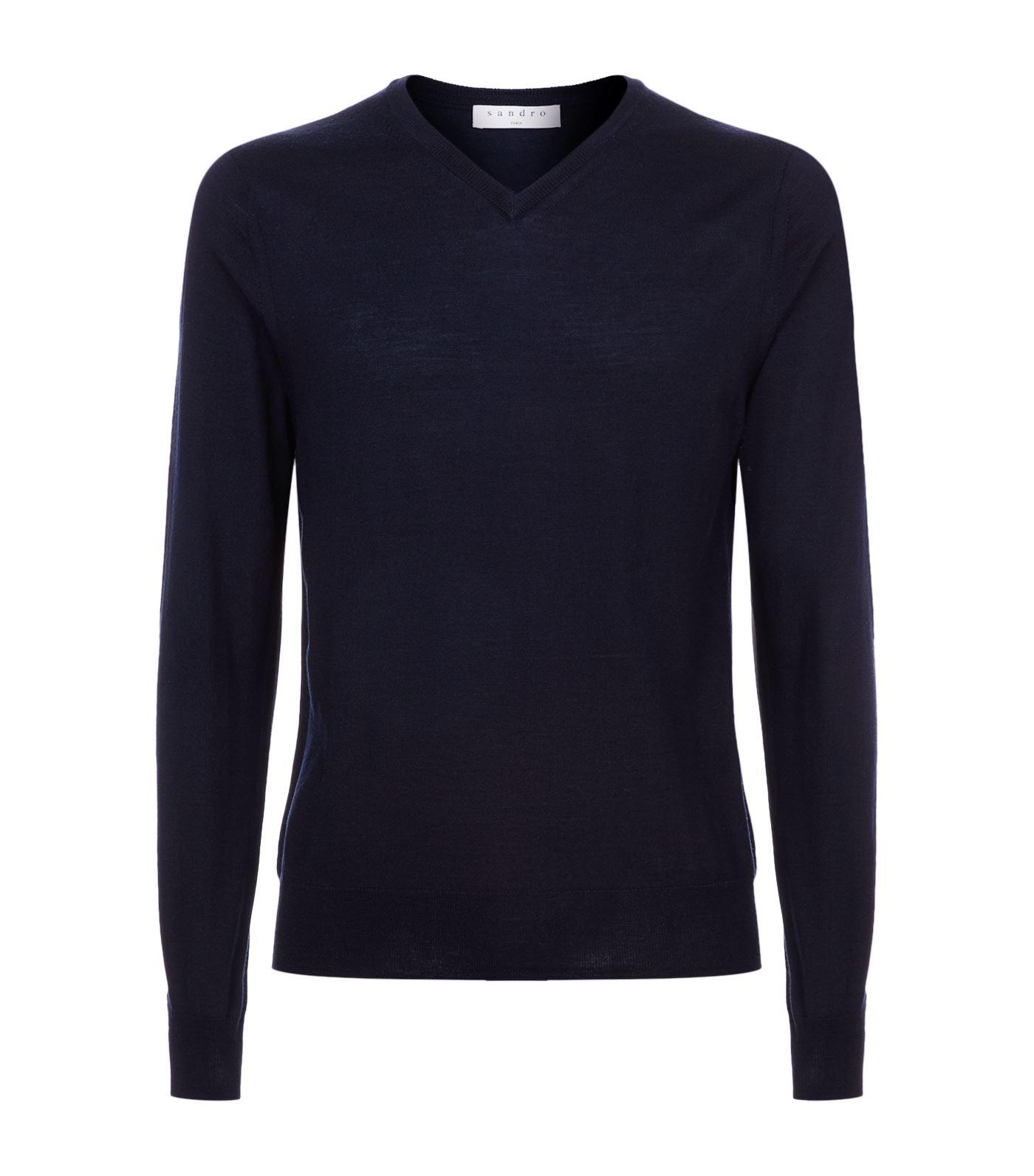 Lyst - Sandro Fine Knit Sweater in Blue for Men