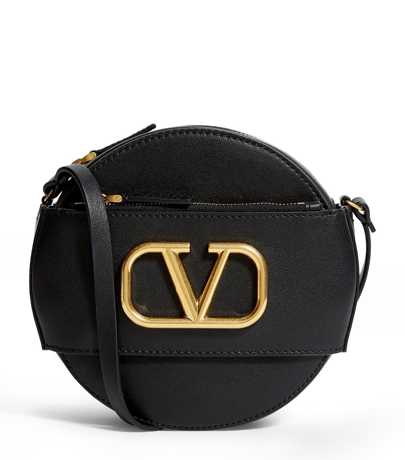 Valentino Leather V Logo Circle Bag in Black - Lyst