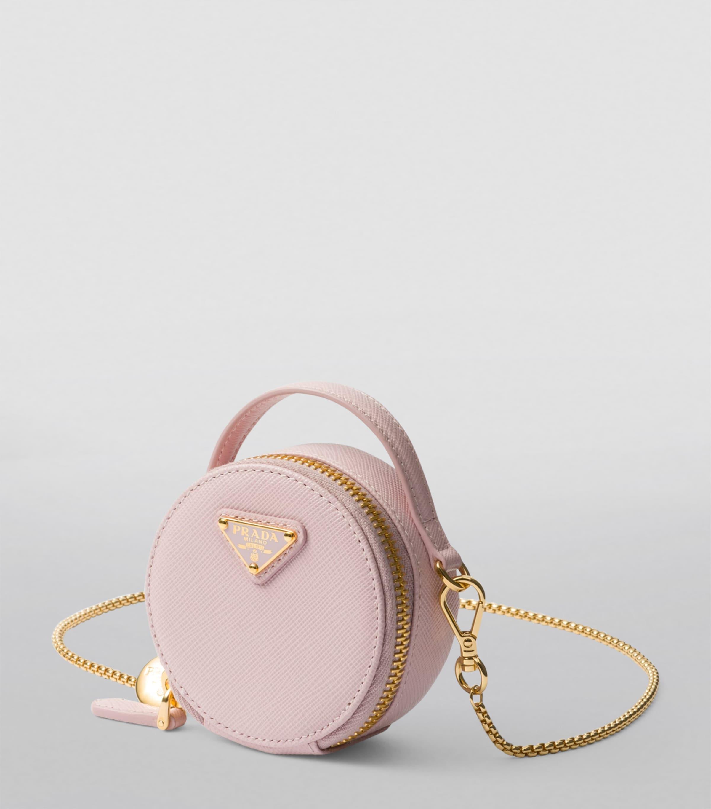 Prada Saffiano Leather Circular Mini Pouch in Pink Lyst Canada