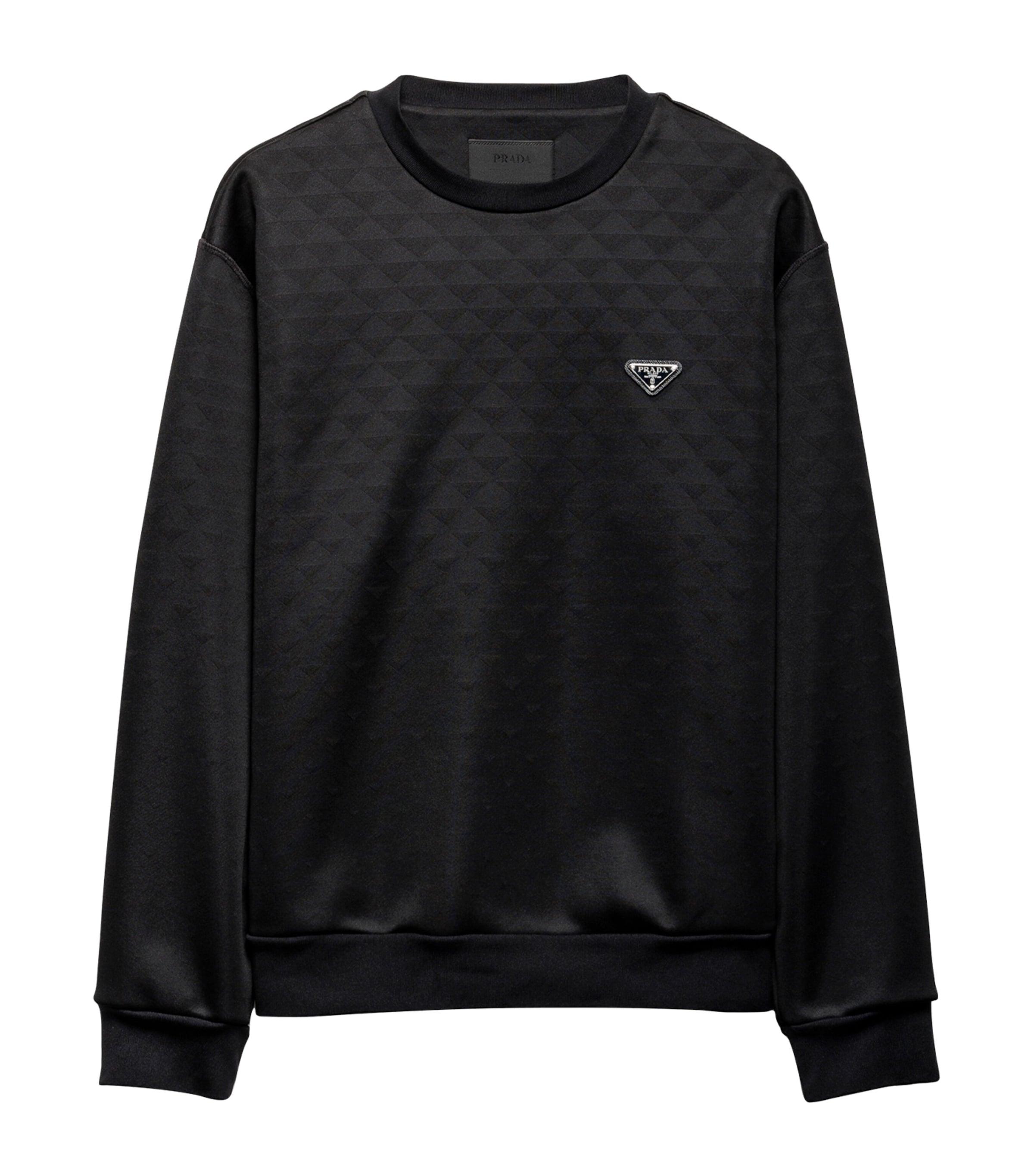 Prada Technical Jacquard Oversized Sweatshirt in Black for