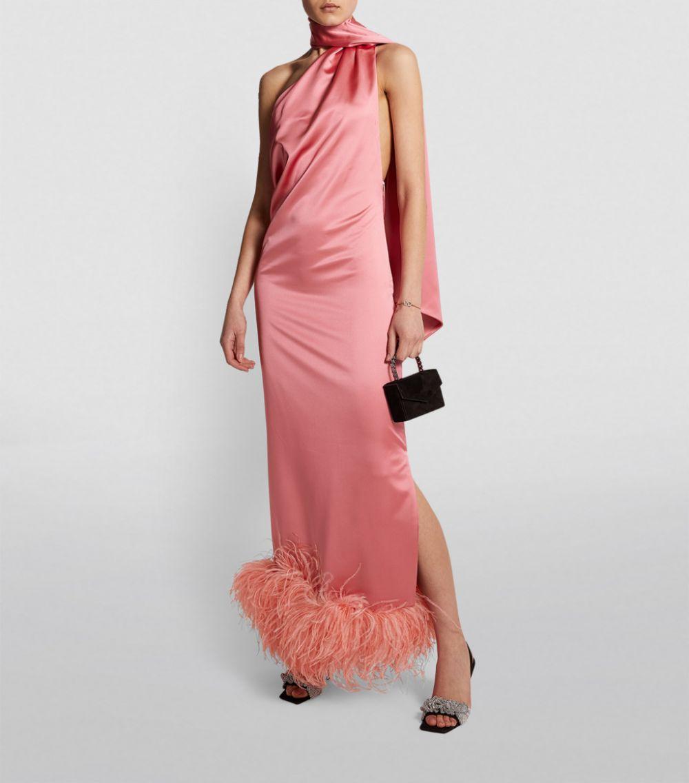 pink backless dress