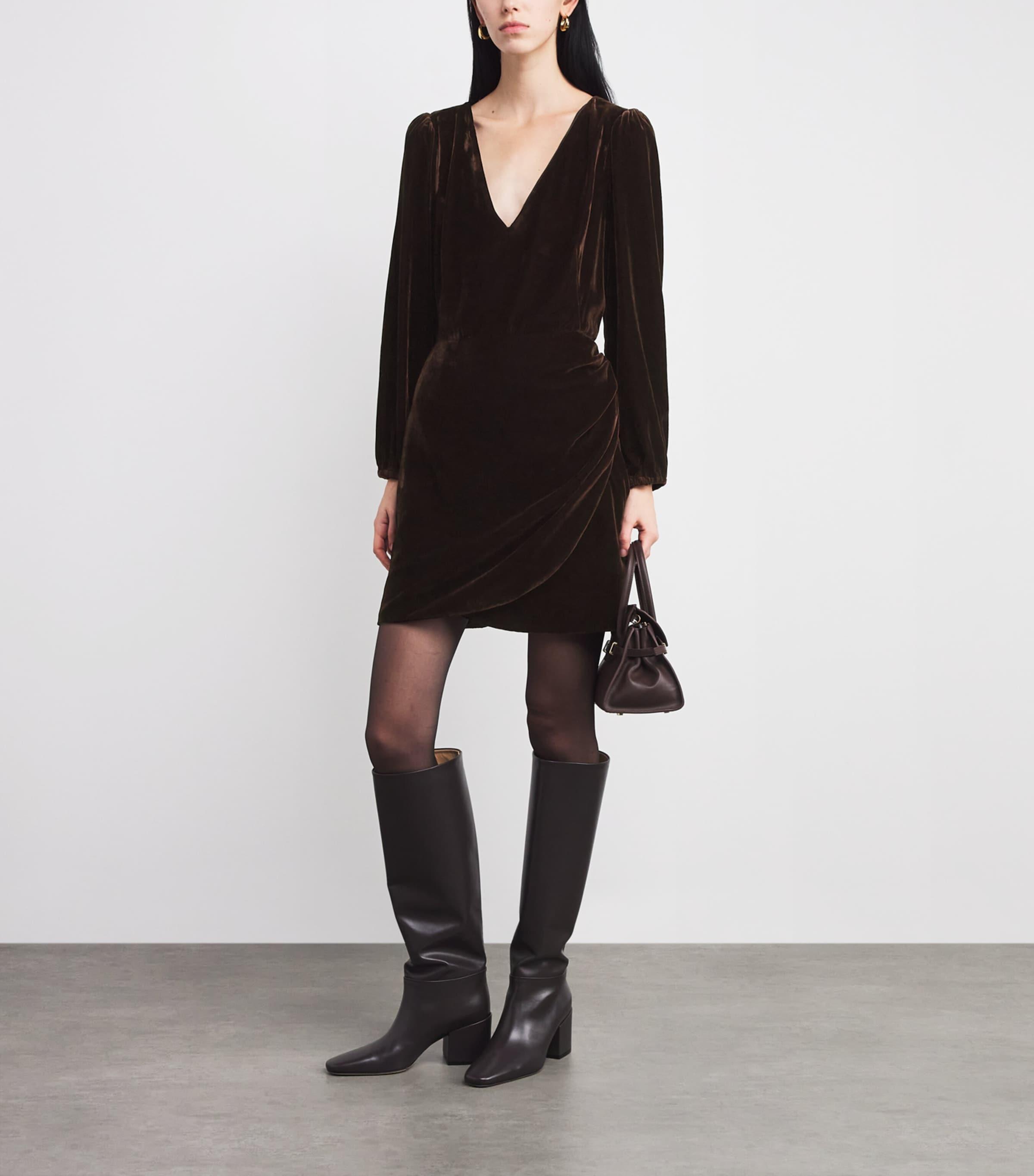 paige lawry long-sleeve velvet mini dress Paige Lawry Faux Wrap Mini Dress - Aubergine