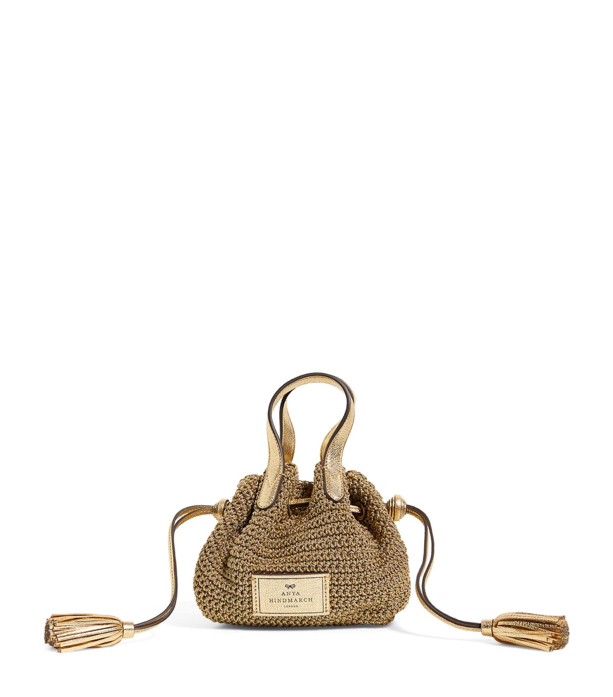 Anya Hindmarch Small Metallic Raffia Tote Bag Lyst Canada