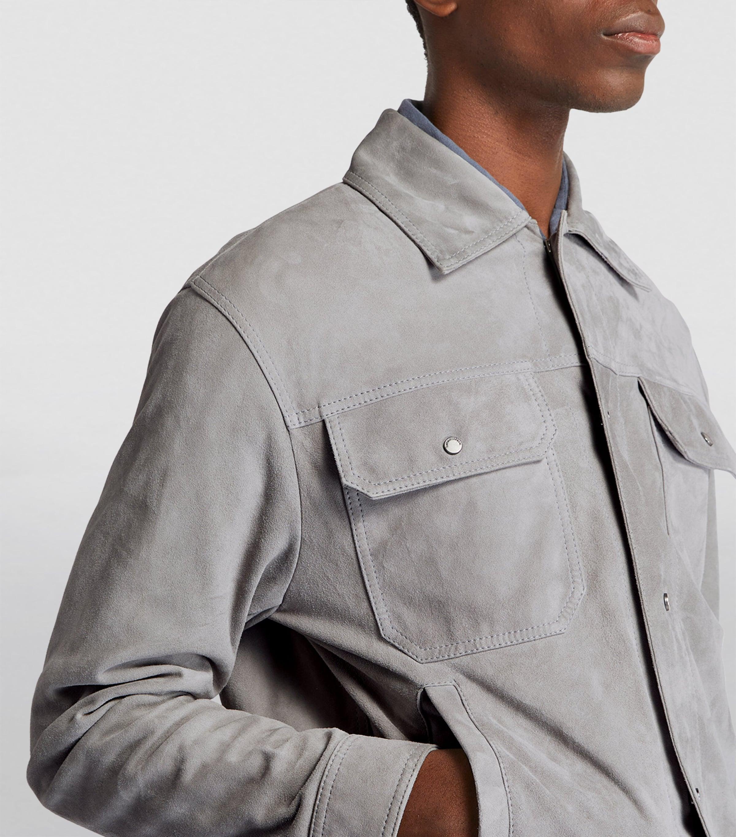 Emporio Armani Suede Jacket in Grey for Men | Lyst UK