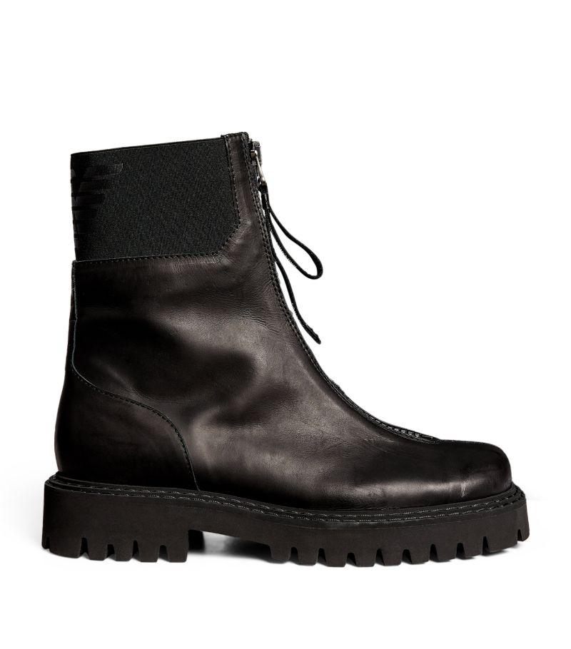 Emporio Armani Leather Zip-Up Ankle Boots in Black for Men | Lyst