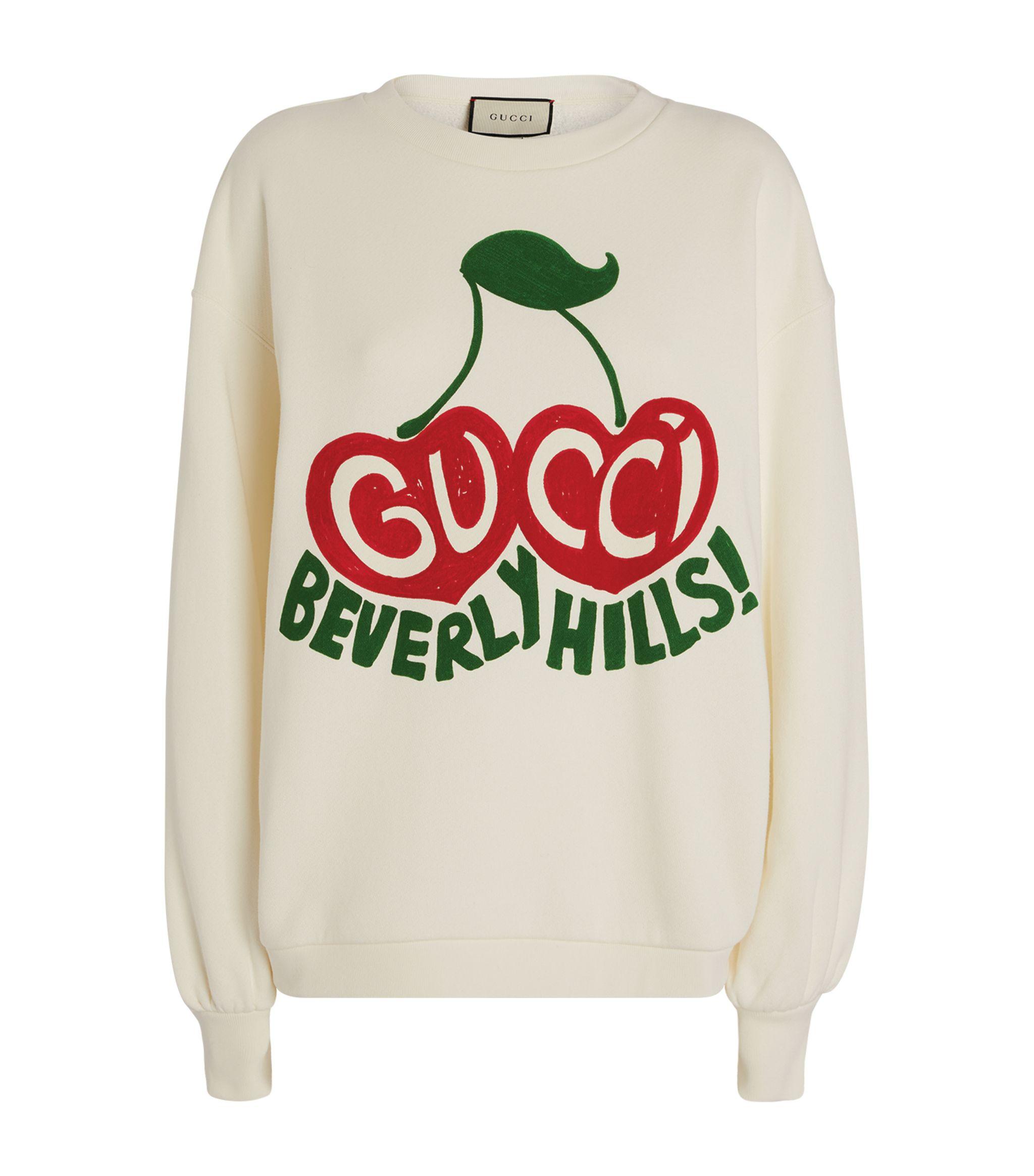 Gucci "beverly Hills" Cherry Print Sweatshirt in White 59% - Lyst