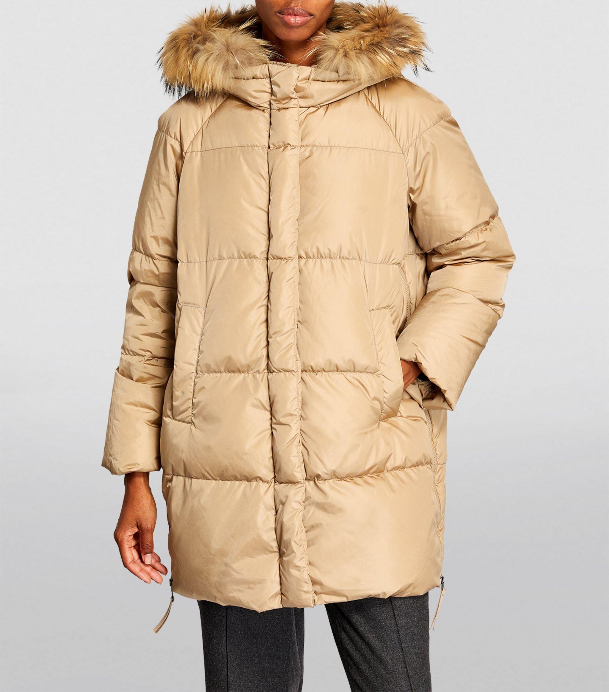 Weekend by Maxmara Fur-hood Quilted Parka in Natural | Lyst