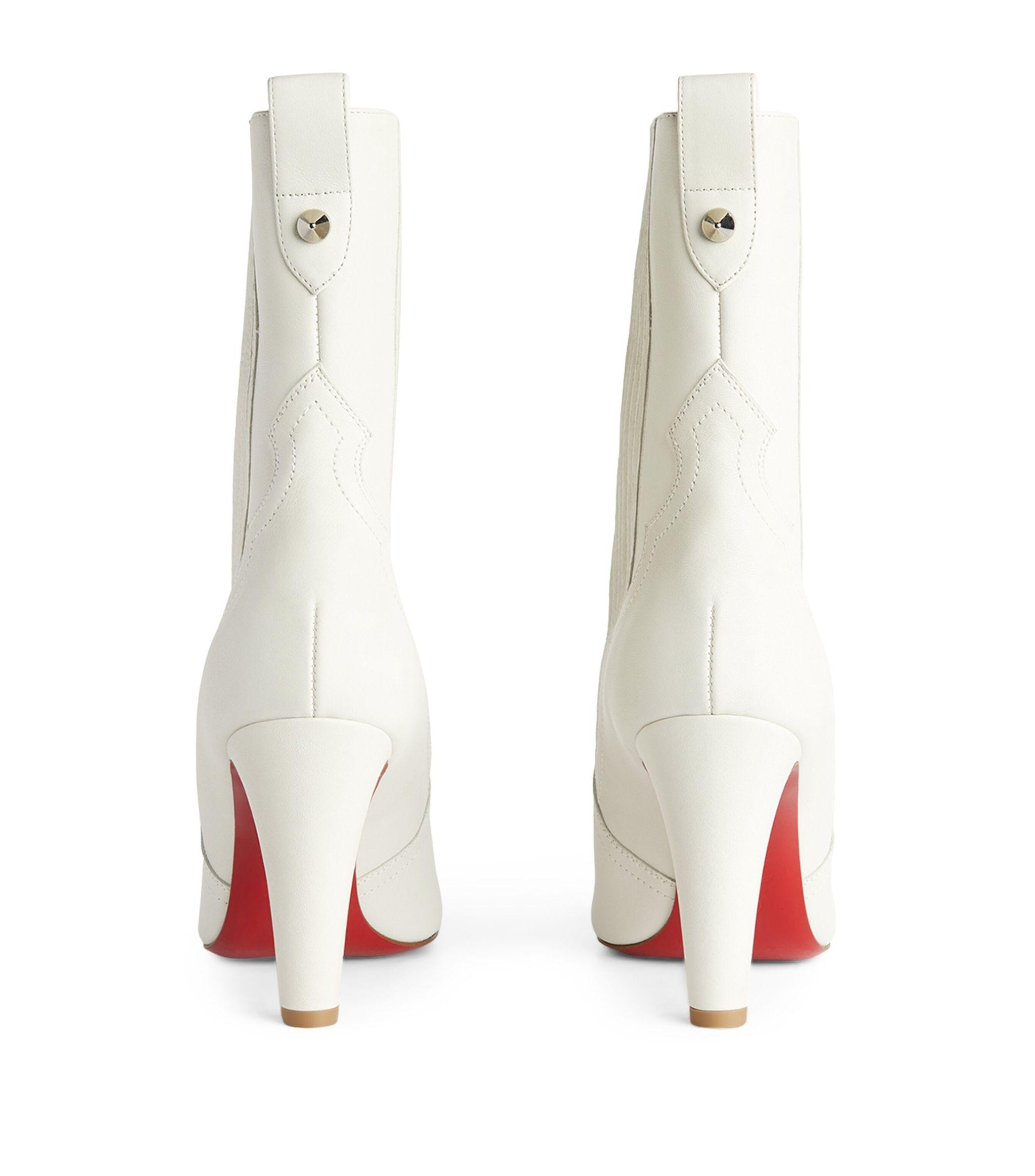 Christian Louboutin Santigag Leather Ankle Boots 85 in White | Lyst