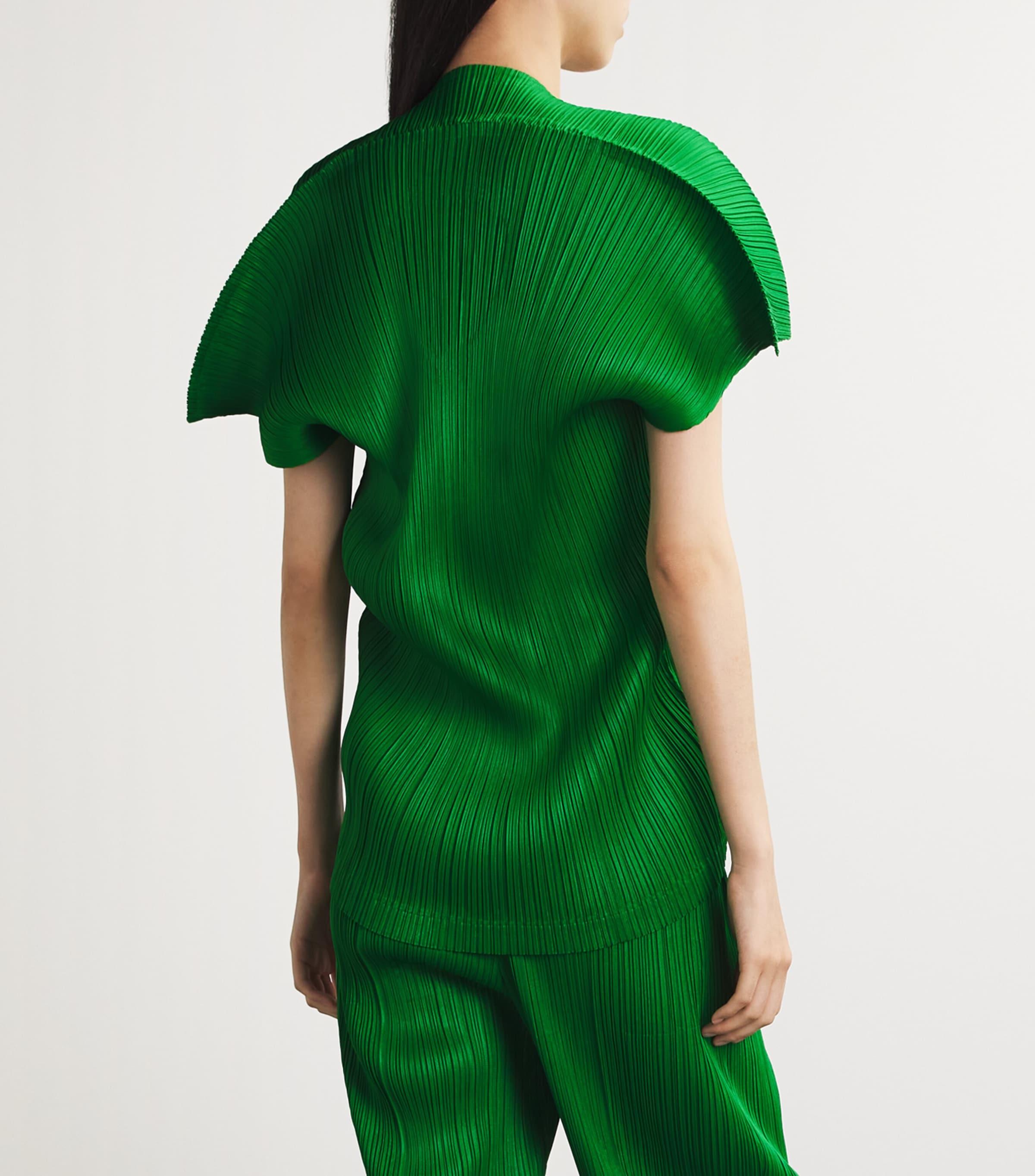 Pleats Please Issey Miyake Pleated Space Rock Top in Green | Lyst