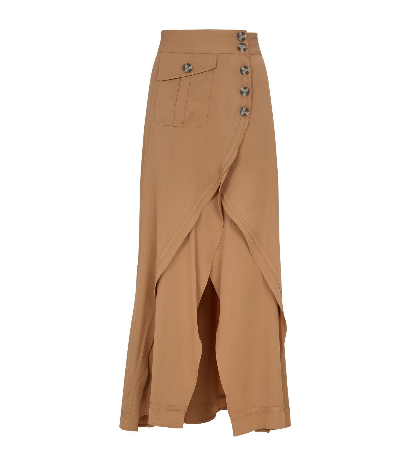 self portrait camel midi skirt
