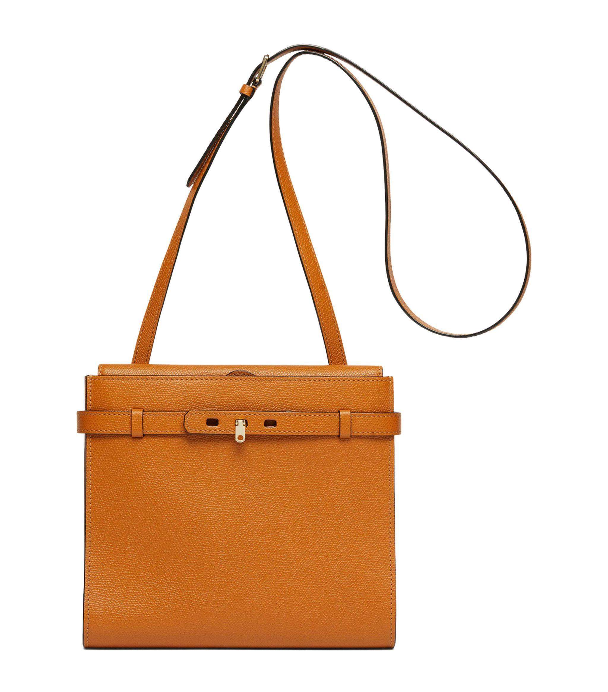 Valextra Leather Brera B-tracollina Cross-body Bag in Brown