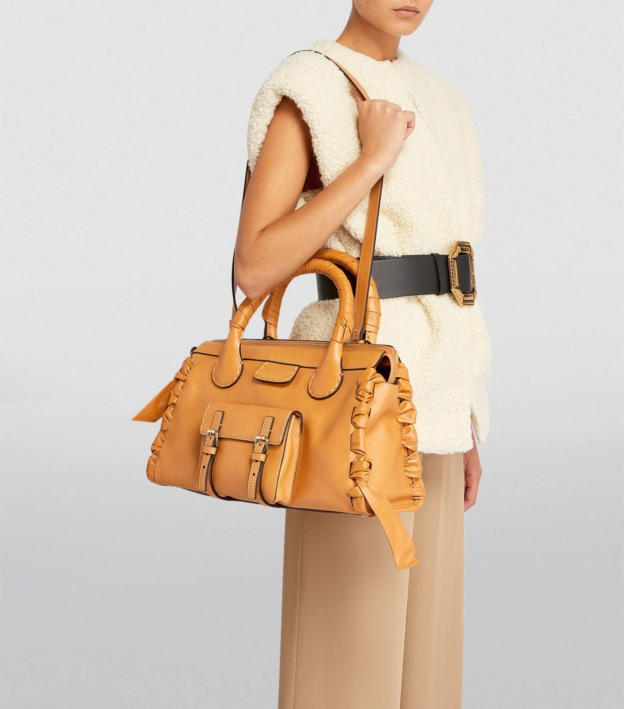 Chloé Medium Leather Edith Satchel Bag in Brown | Lyst