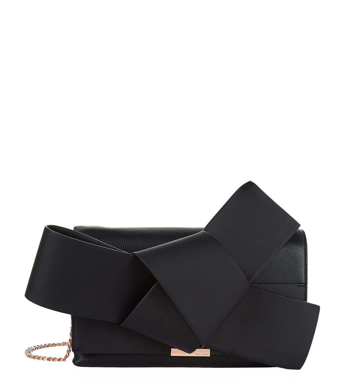 Ted Baker Leather Asterr Giant Bow Clutch Bag in Black - Lyst