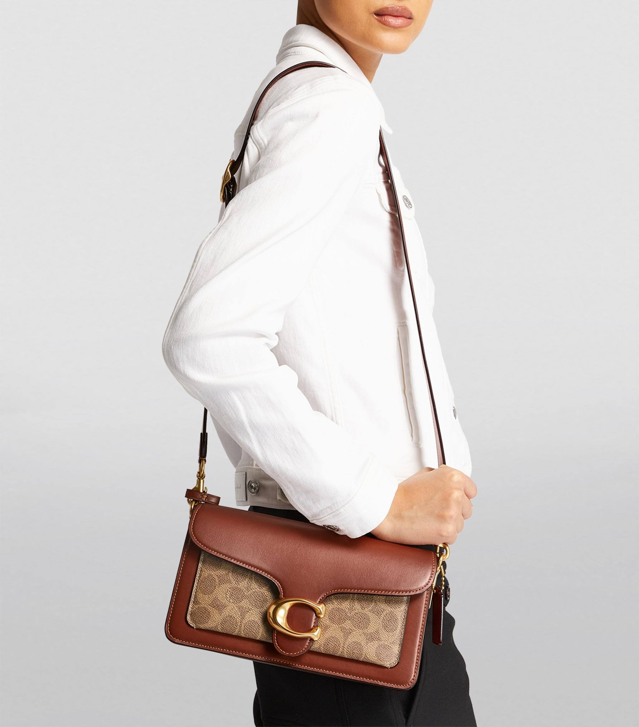 COACH Tabby Signature Coated-canvas And Leather Shoulder Bag in Brown | Lyst