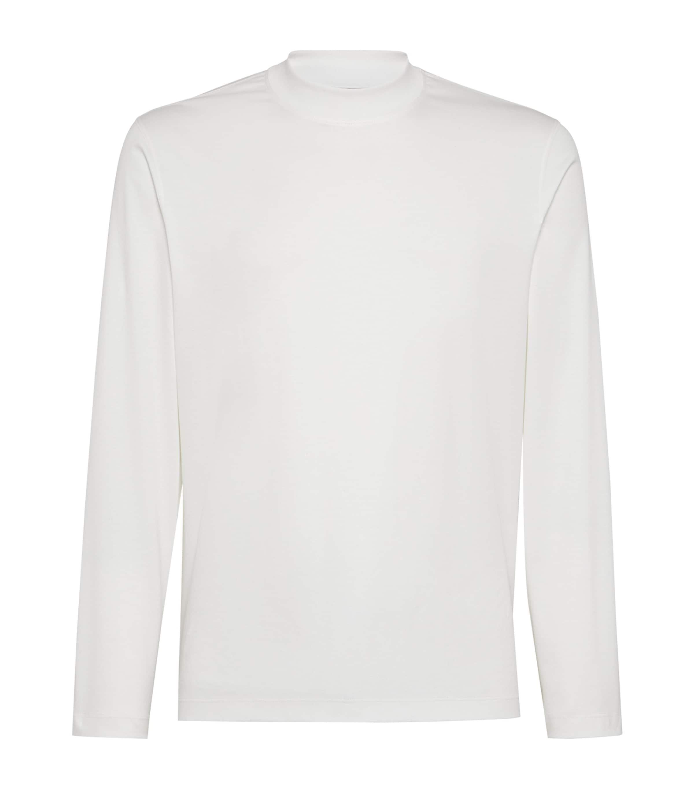 Tシャツ・カットソー Brunello Cucinelli Long-Sleeve Top With High Neckline And Brunello Cucinelli Men's Logo Long-Sleeve T-Shirt | Neiman