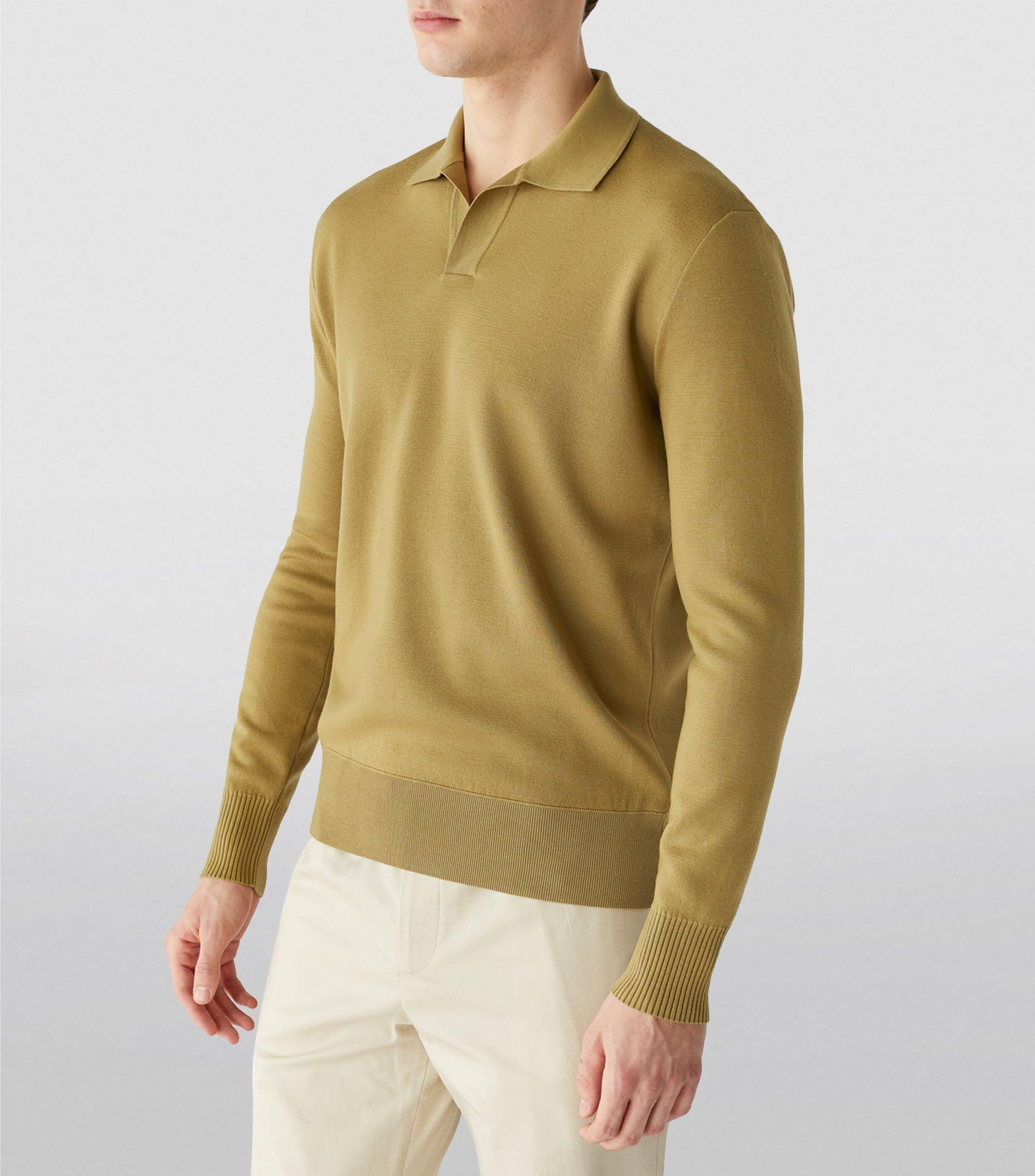 Loro Piana Merino Wool Buttonless Polo Shirt in Yellow for Men | Lyst