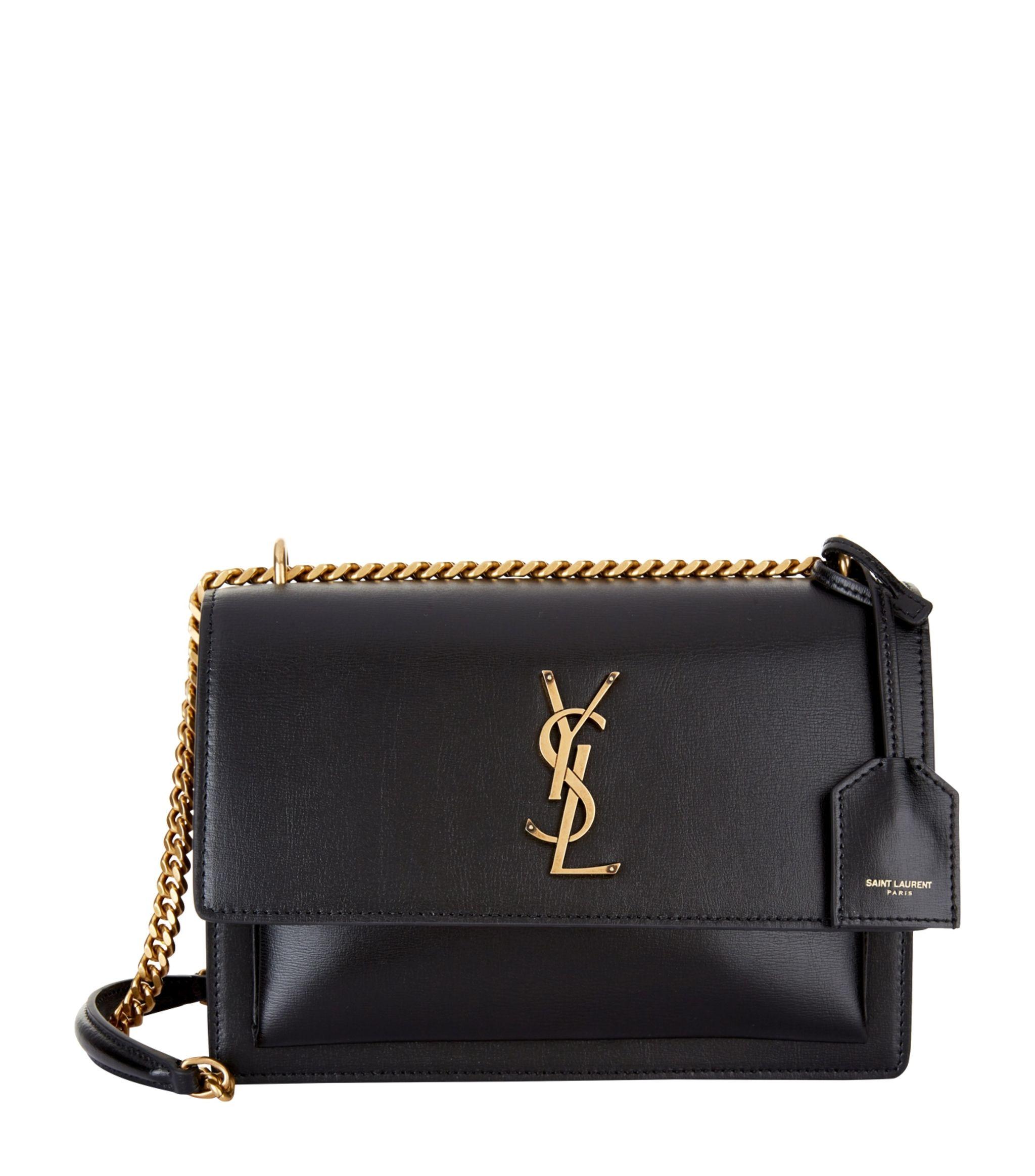 Saint Laurent Medium Leather Sunset Shoulder Bag in Black Lyst