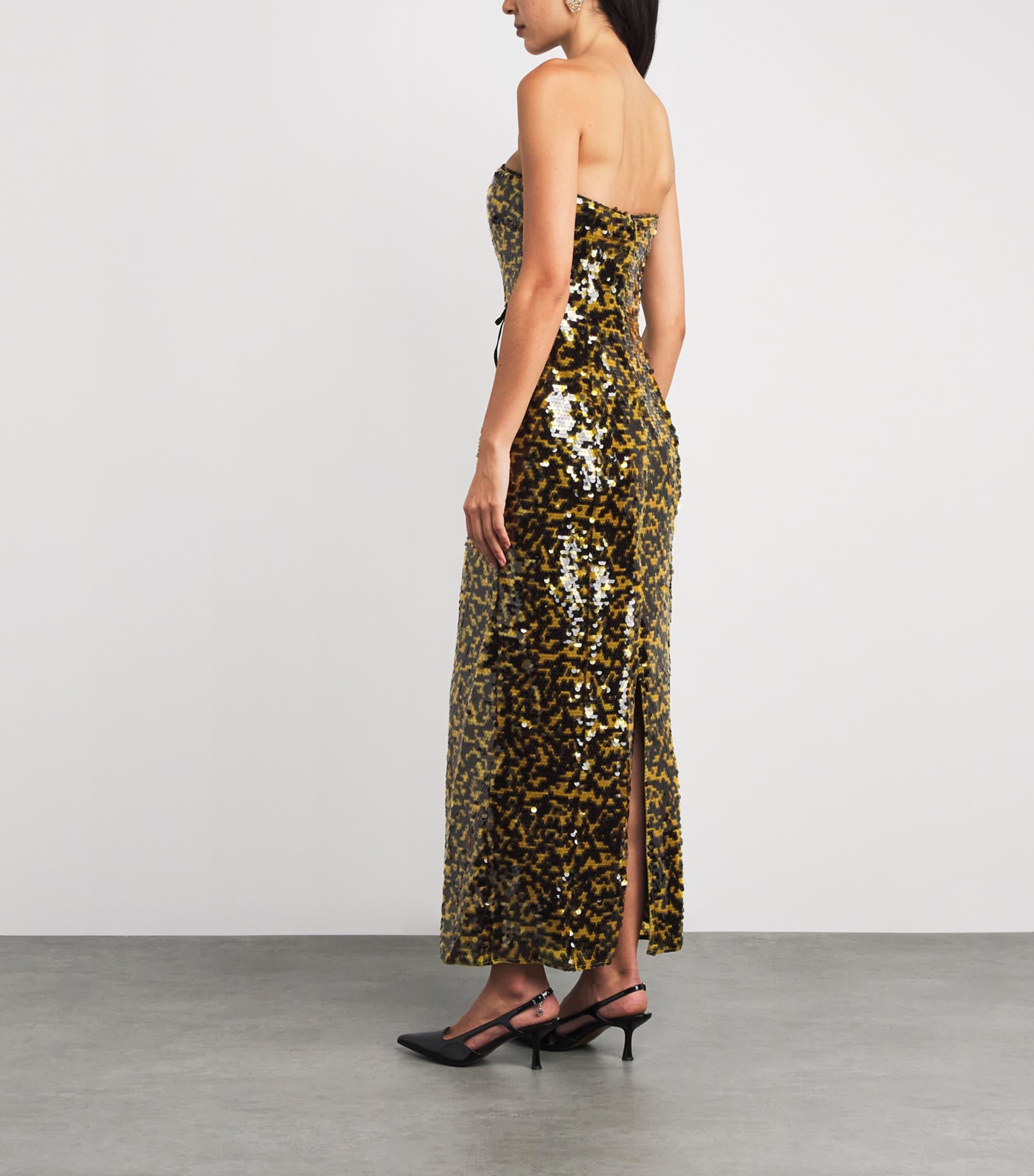 STAUD Sequin Cece Maxi Dress in Green | Lyst