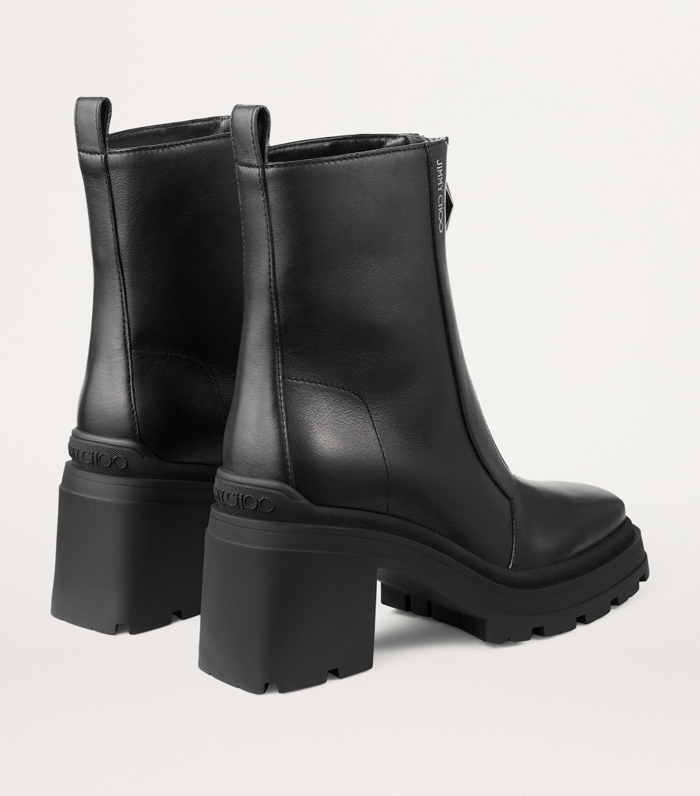 JIMMY CHOO☆ ユージェニー 80 ブラックレザー Jimmy Choo Eugenie 80 Leather Ankle Boots in Black | Lyst
