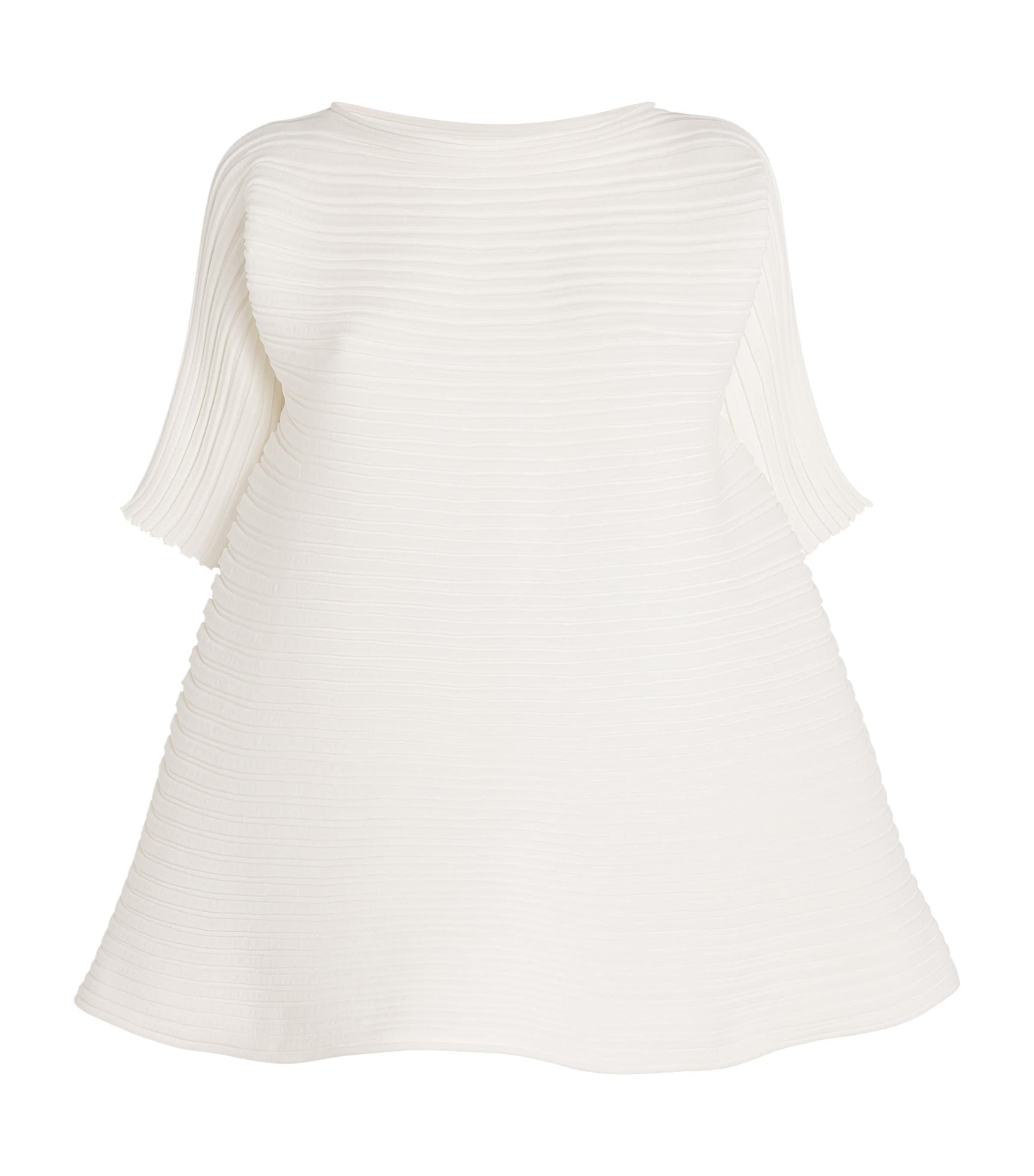 Pleats Please Issey Miyake Pleated Short-Sleeve Shirt in White | Lyst 