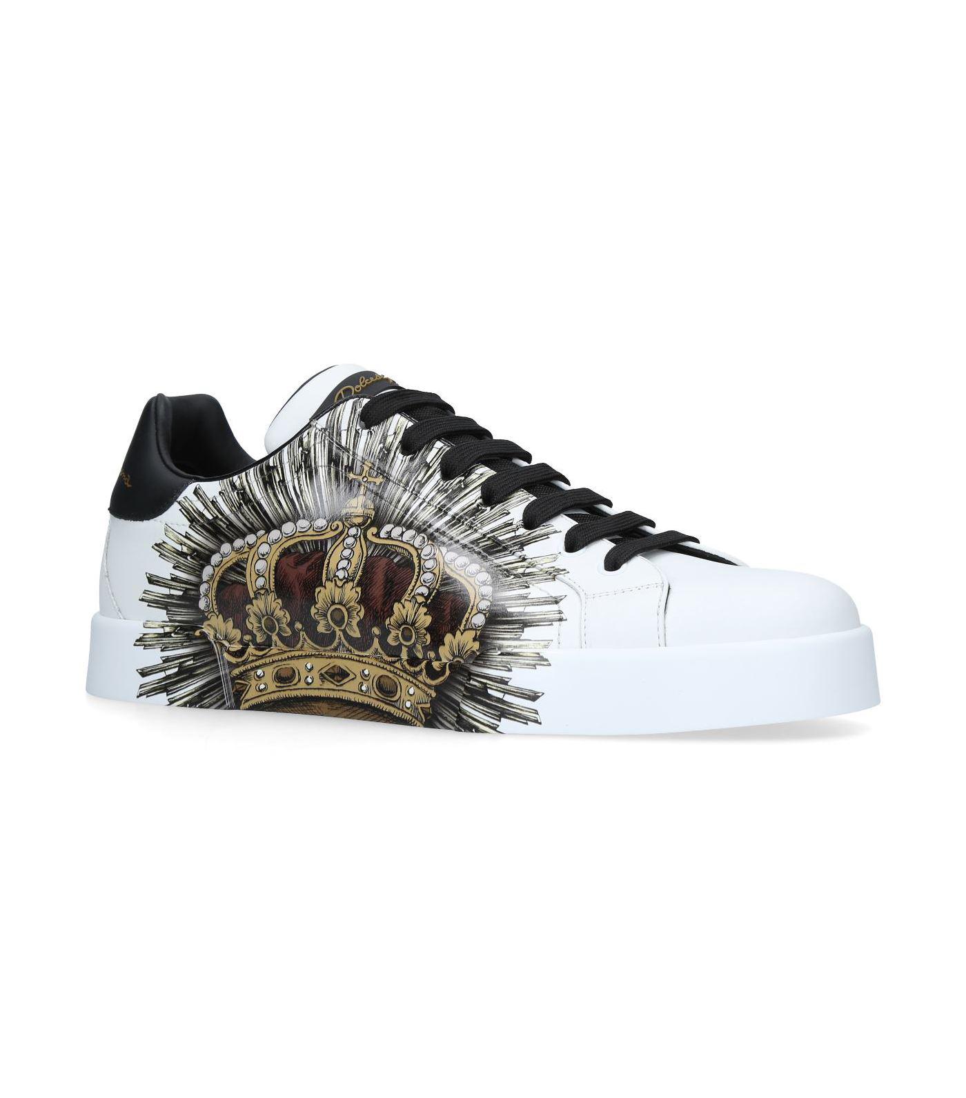 last Uddybe Fantasi Dolce & Gabbana Portofino Crown Sneakers in White for Men | Lyst