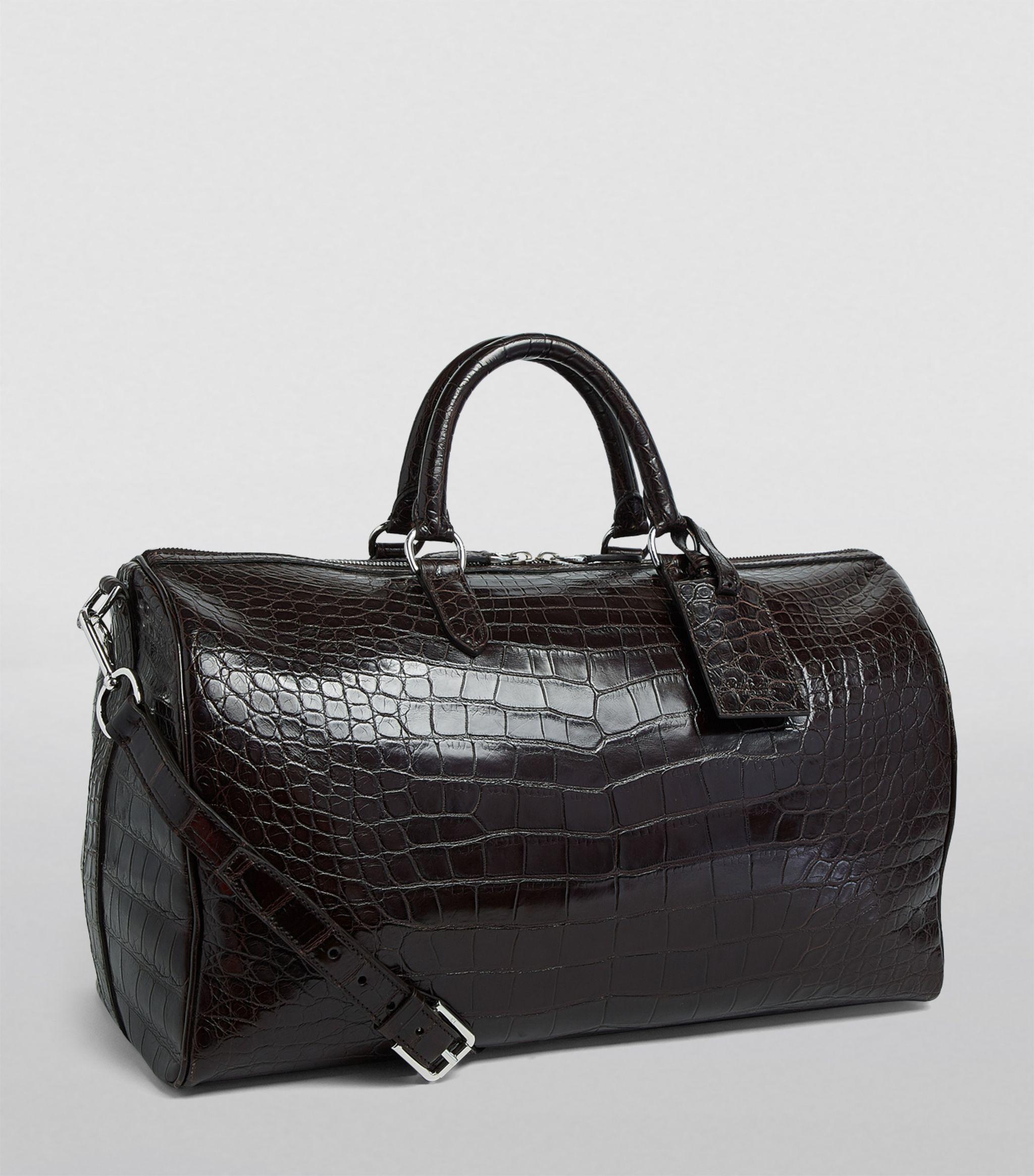 Ralph Lauren Alligator Boston Bag in Brown for Men | Lyst