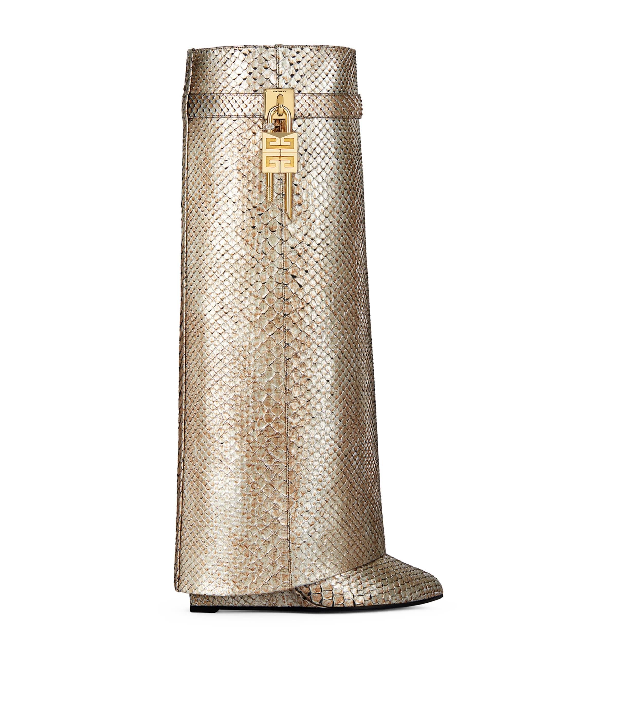 Givenchy Python Skin Shark Lock Knee-High Boots 90 in Natural