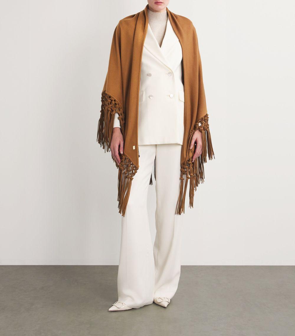 Lanificio Colombo Cashmere Fringe-Detail Shawl in Brown Lyst UK