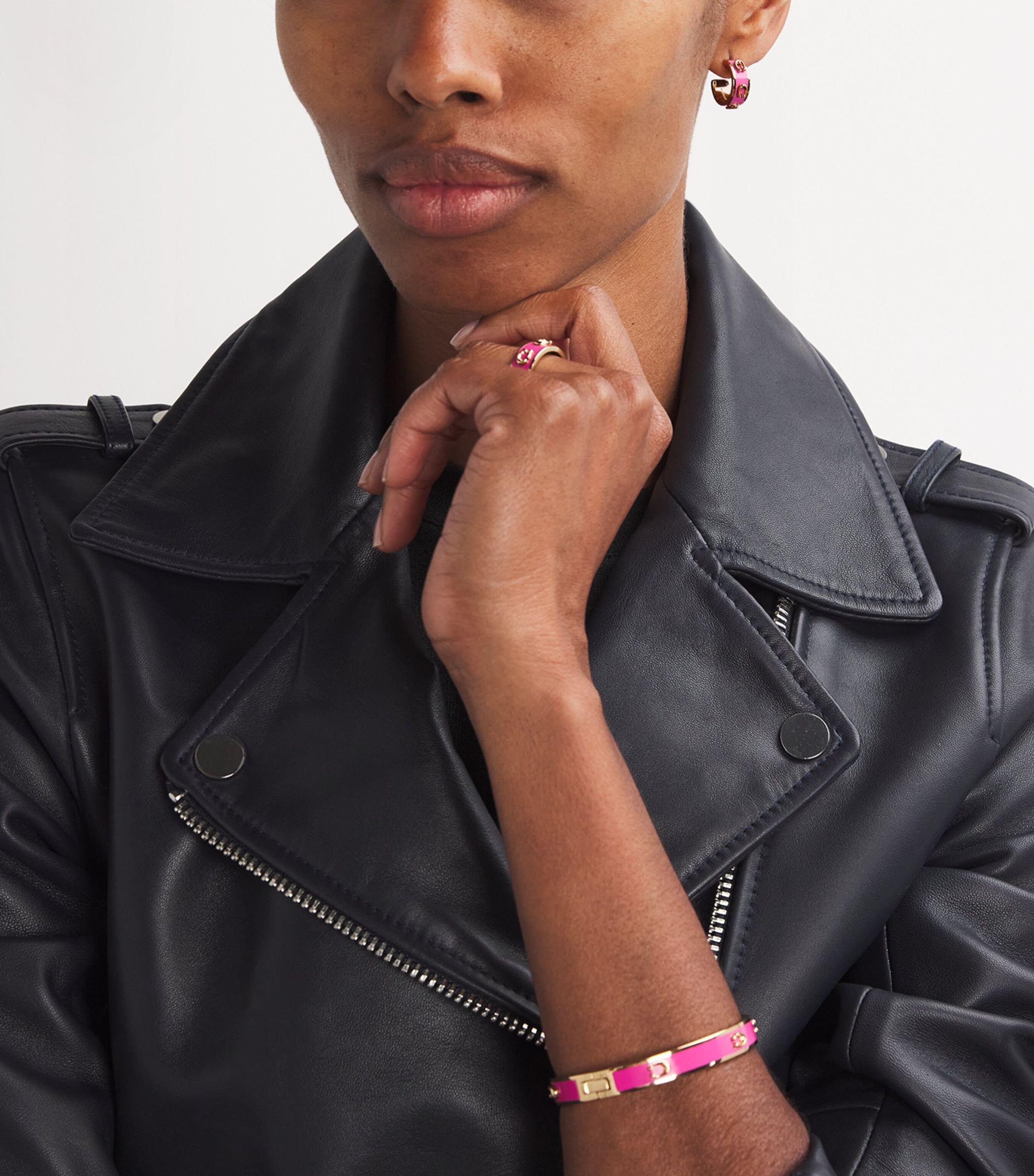 COACH Enamel C Hoop Earrings in Pink | Lyst