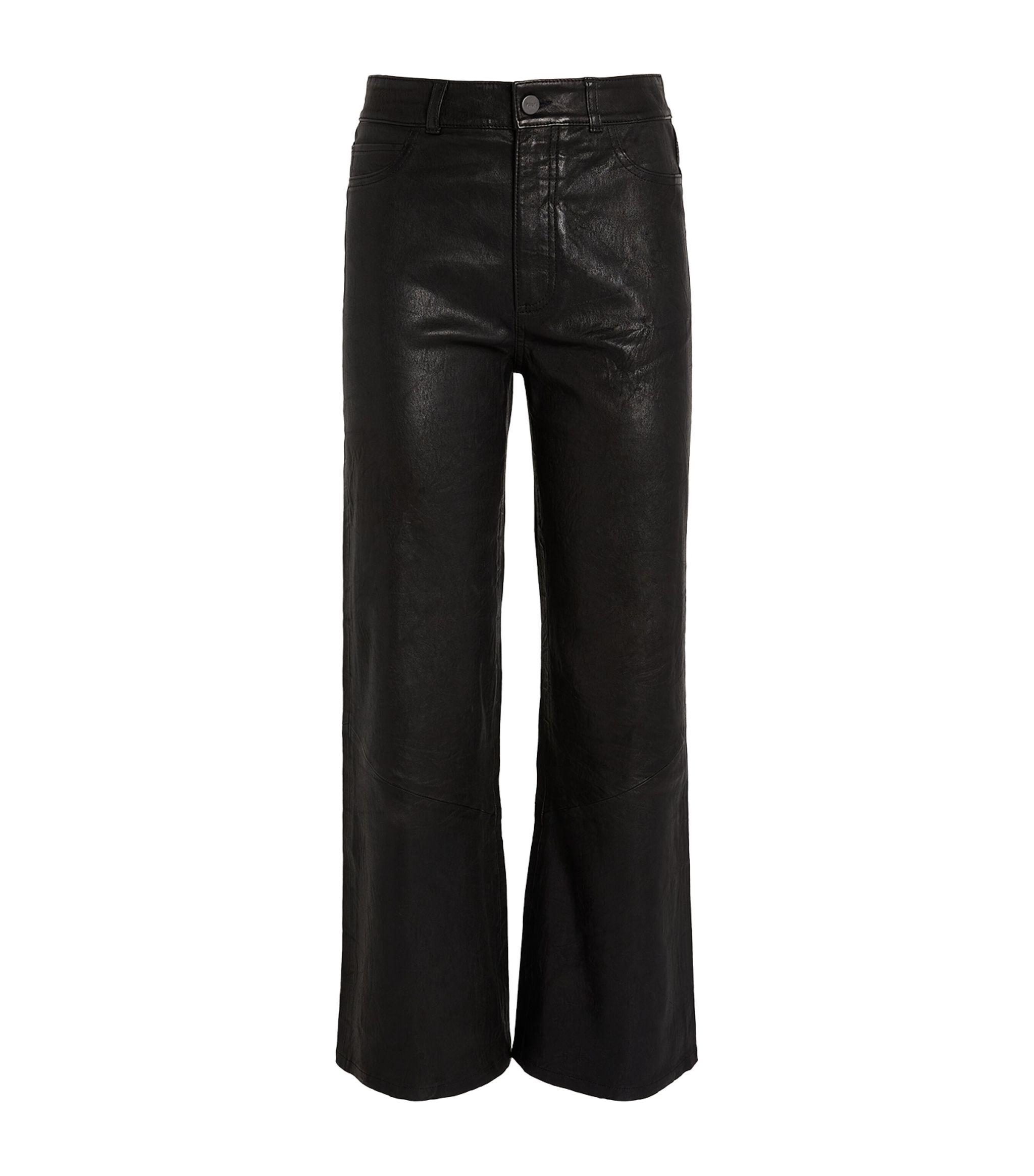 PAIGE Leather Leenah Ankle High-rise Jeans in Black | Lyst Canada