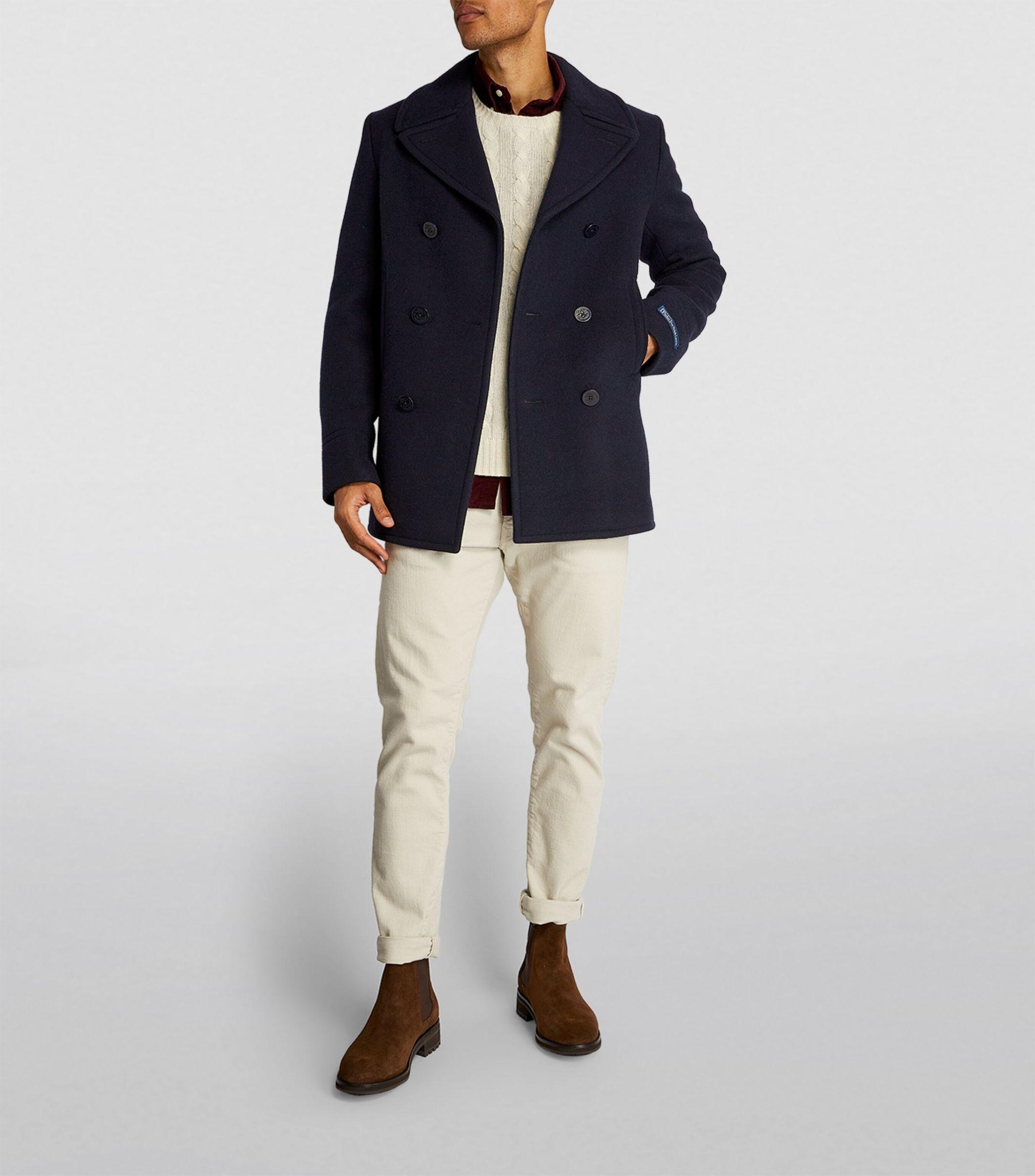 Polo Ralph Lauren Wool-blend Pea Coat in Blue for Men | Lyst