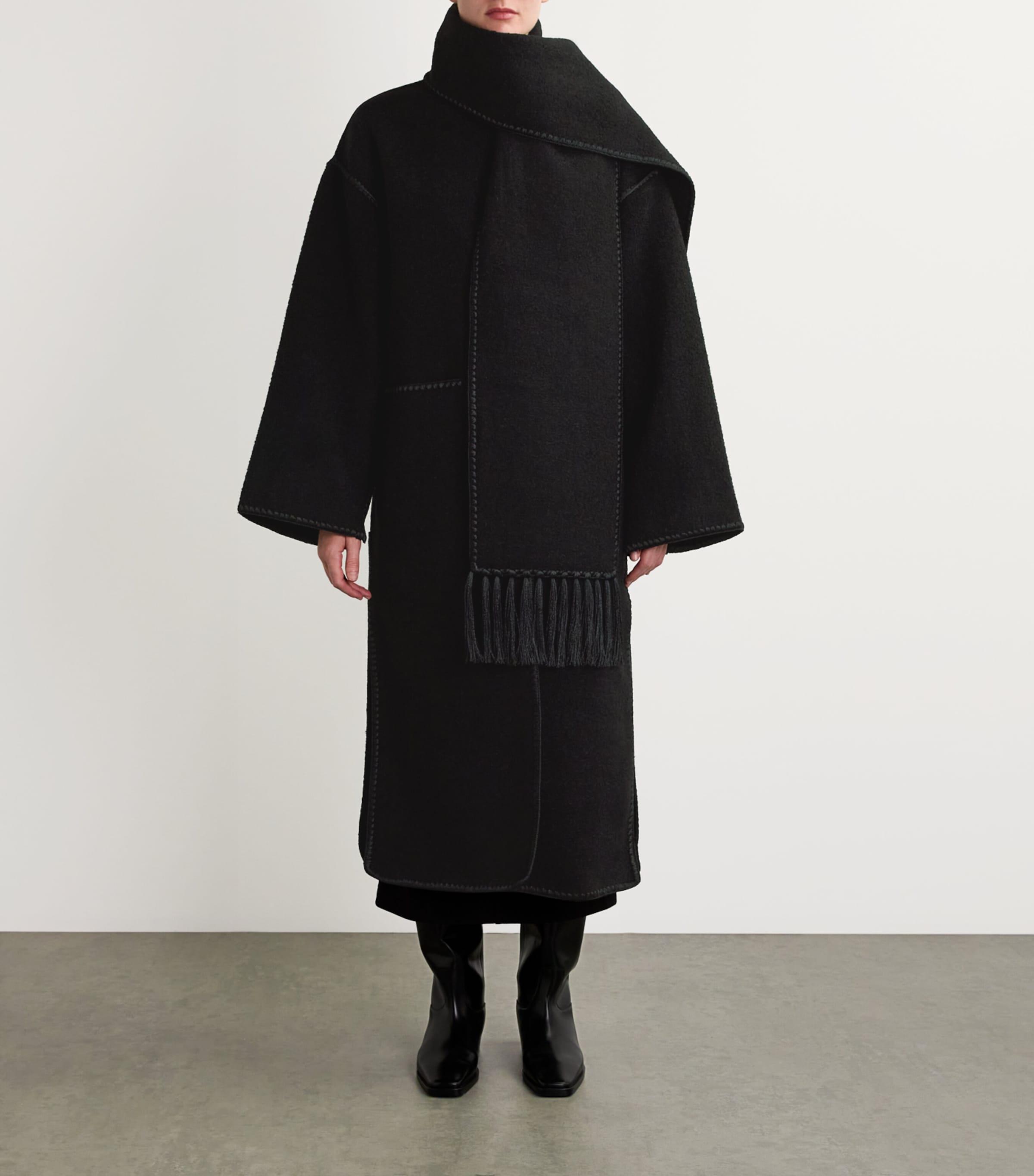 TOTEME Wool-Blend Scarf Coat in Black Lyst UK