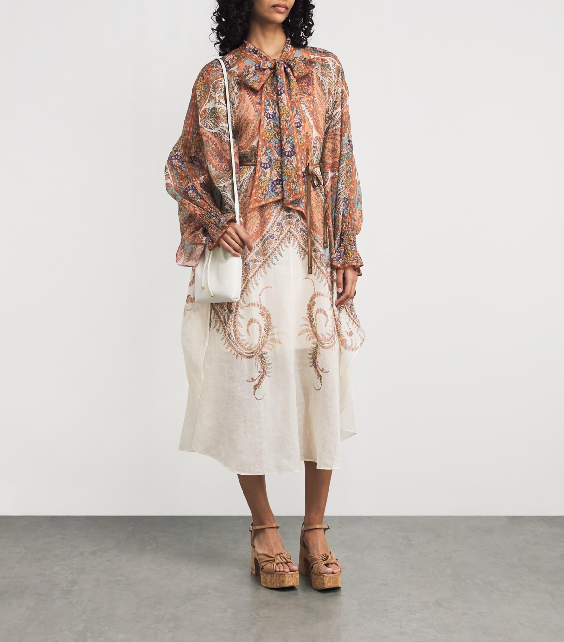 Zimmermann Rhiannon Tie Neck Midi Dress | Lyst