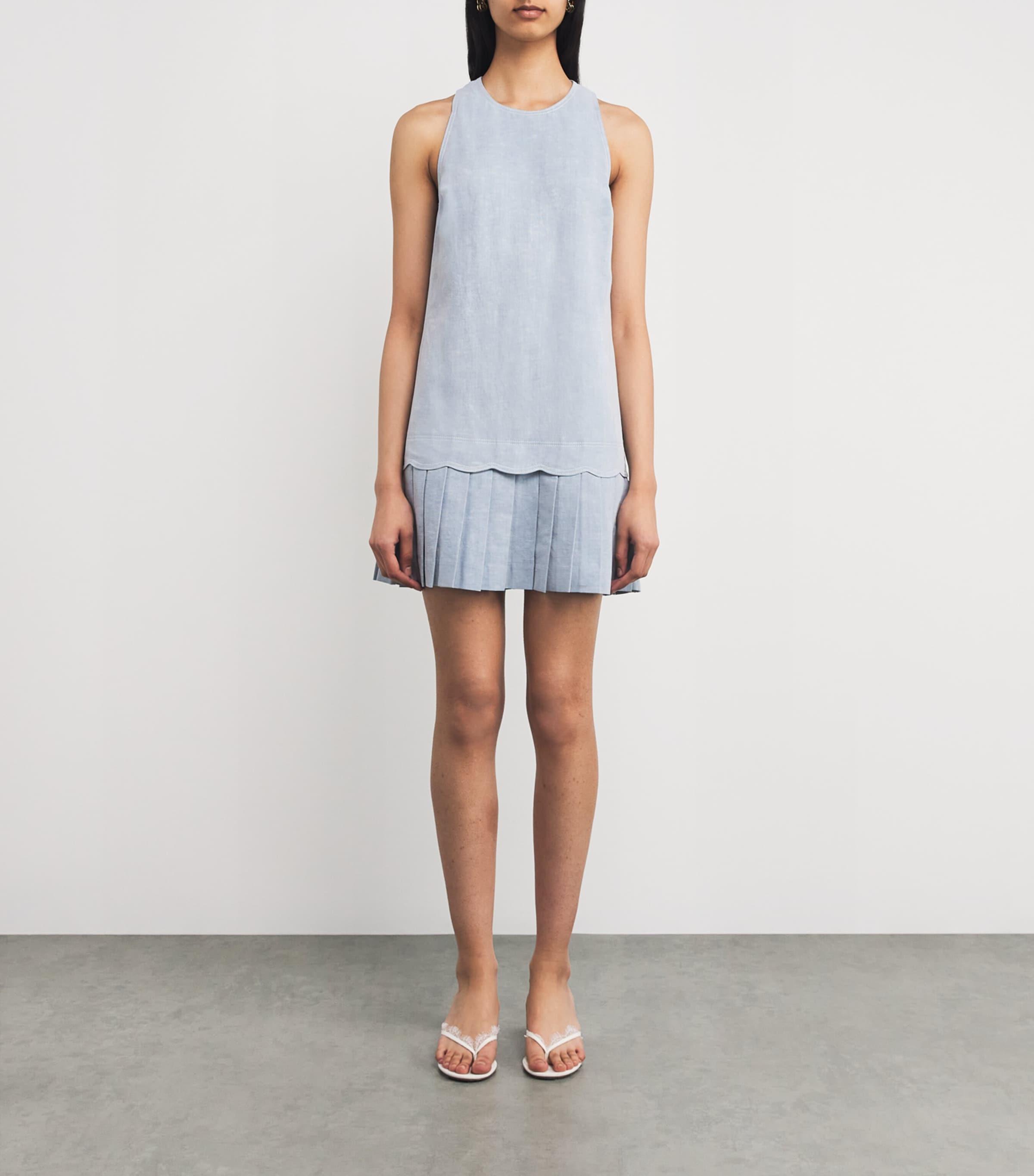 Claudie Pierlot Denim Pleated Mini Dress in Blue | Lyst