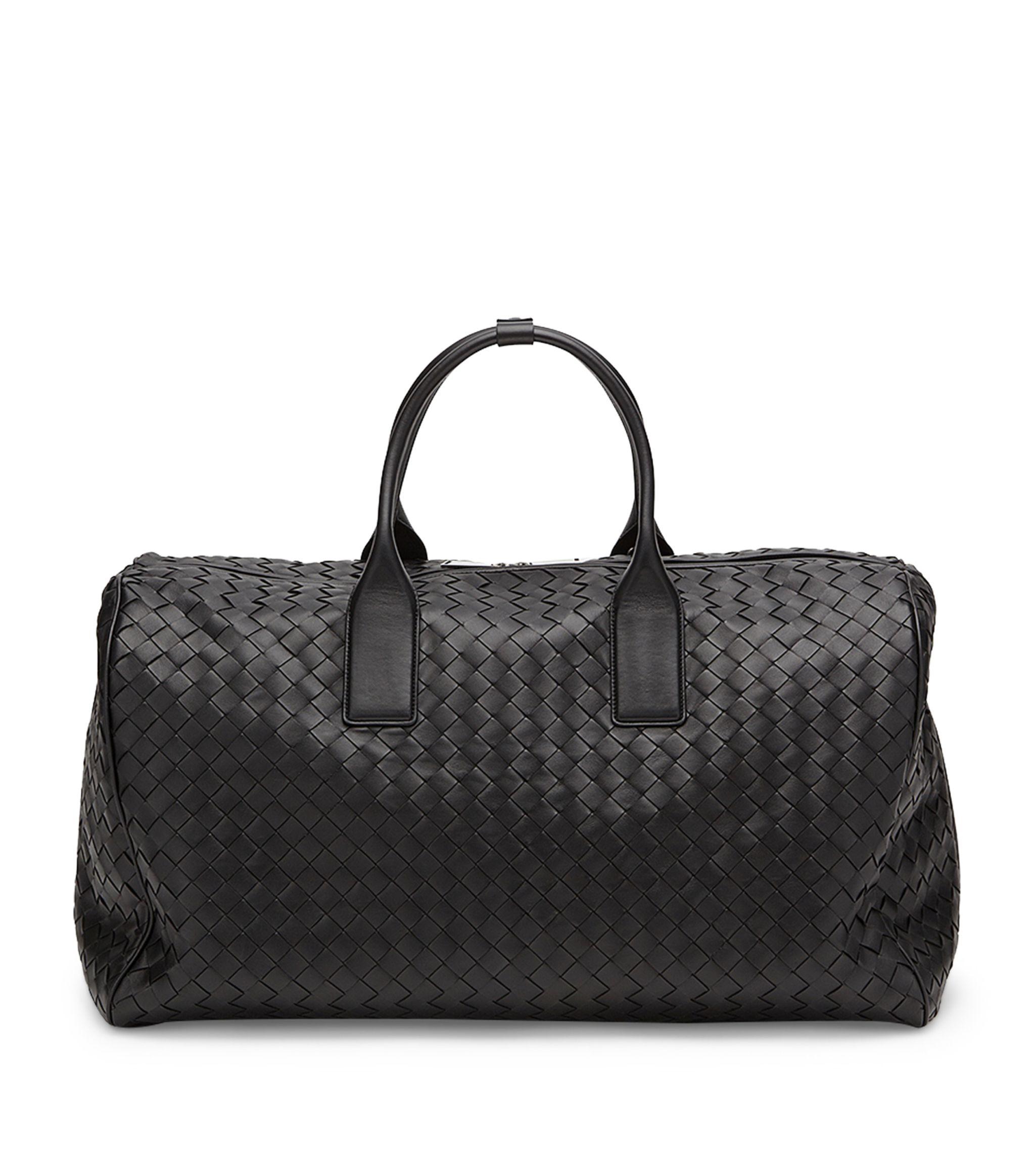 Bottega Large Leather Intrecciato Duffle Bag in Gray for Men Lyst