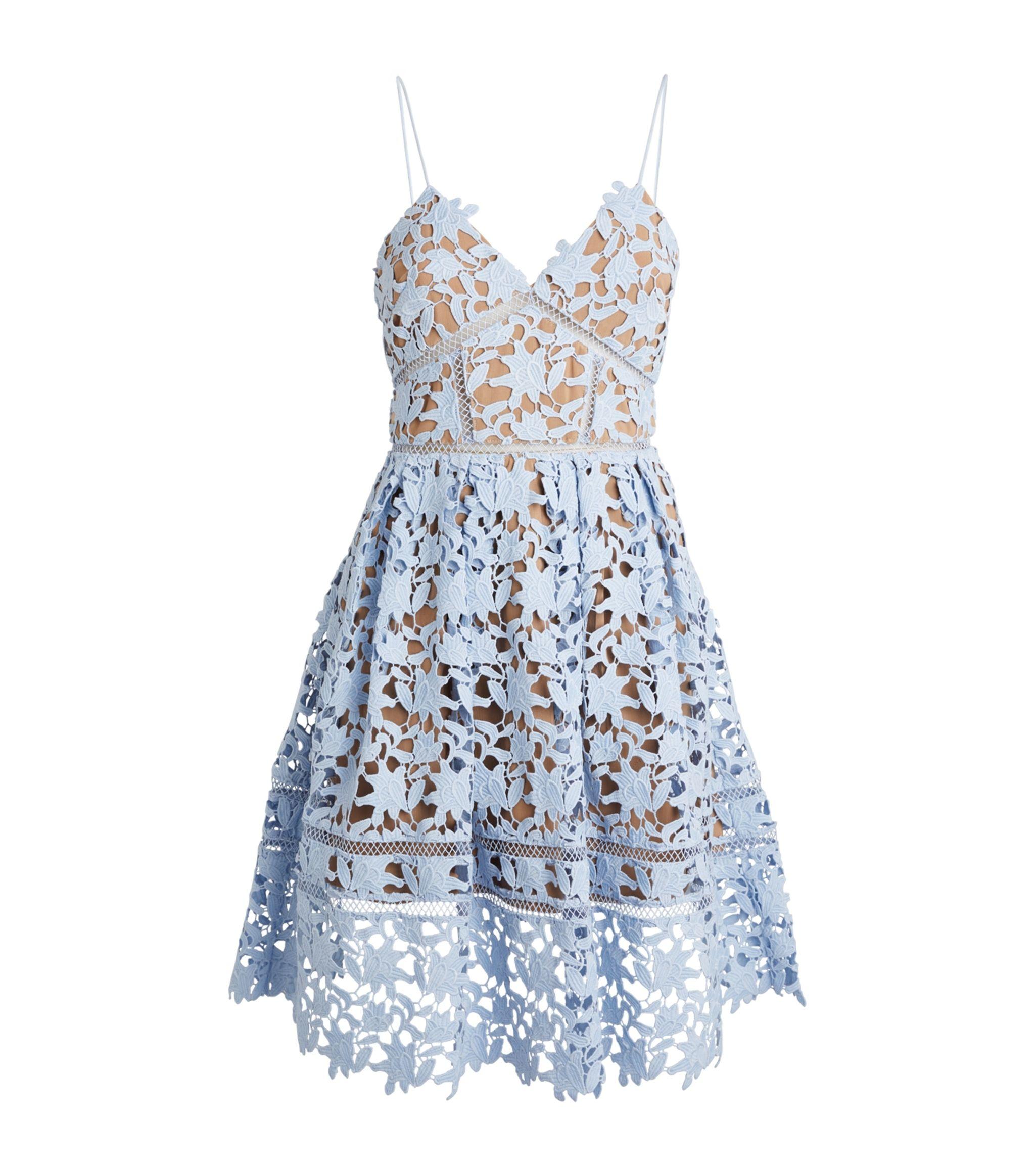 Self-Portrait Azalea Floral Guipure-lace Dress in Blue | Lyst