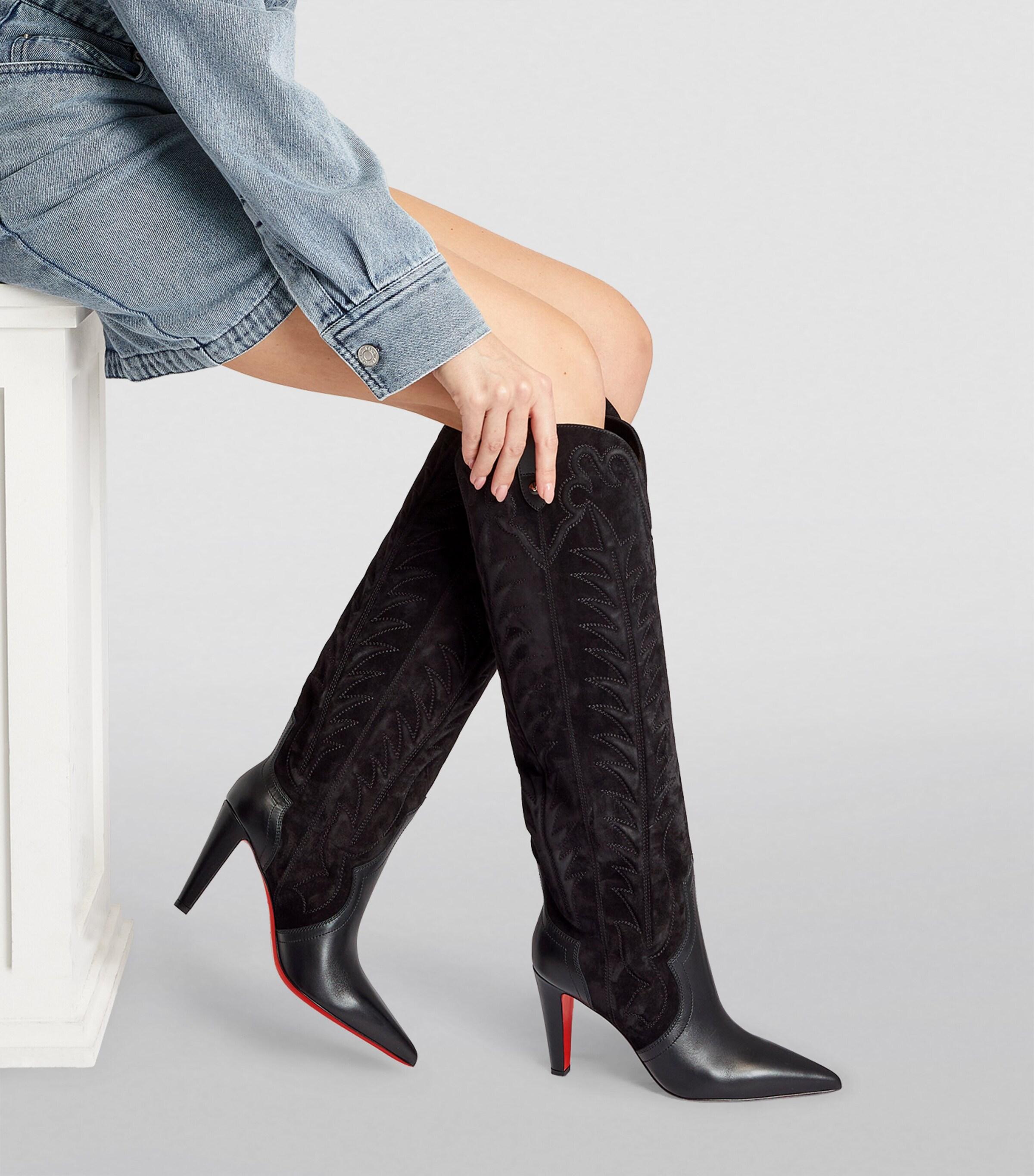 Christian Louboutin Santia Botta Suede-Leather Boots 85 in Black