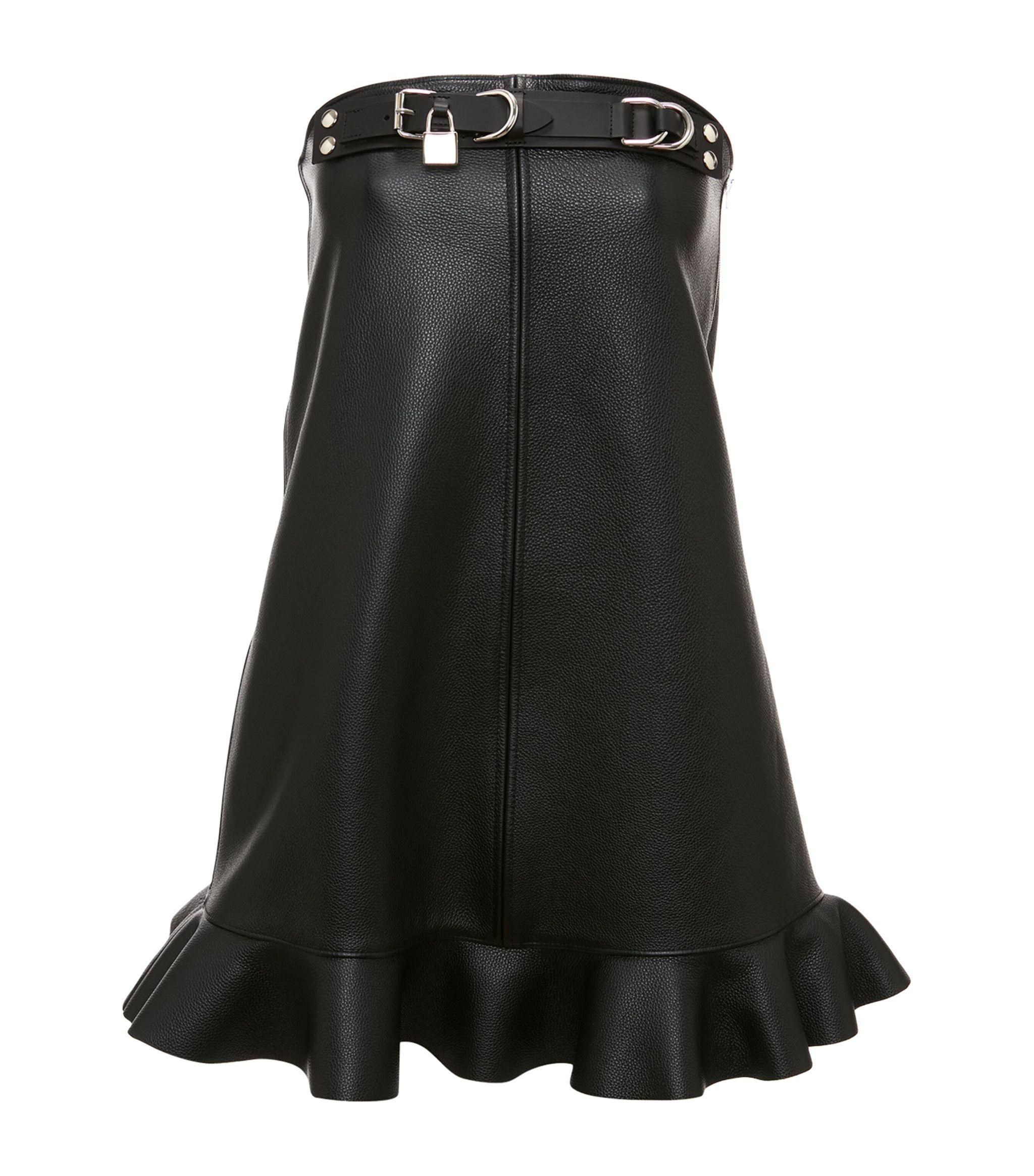 JW Anderson Leather Ruffle Mini Dress in Black | Lyst