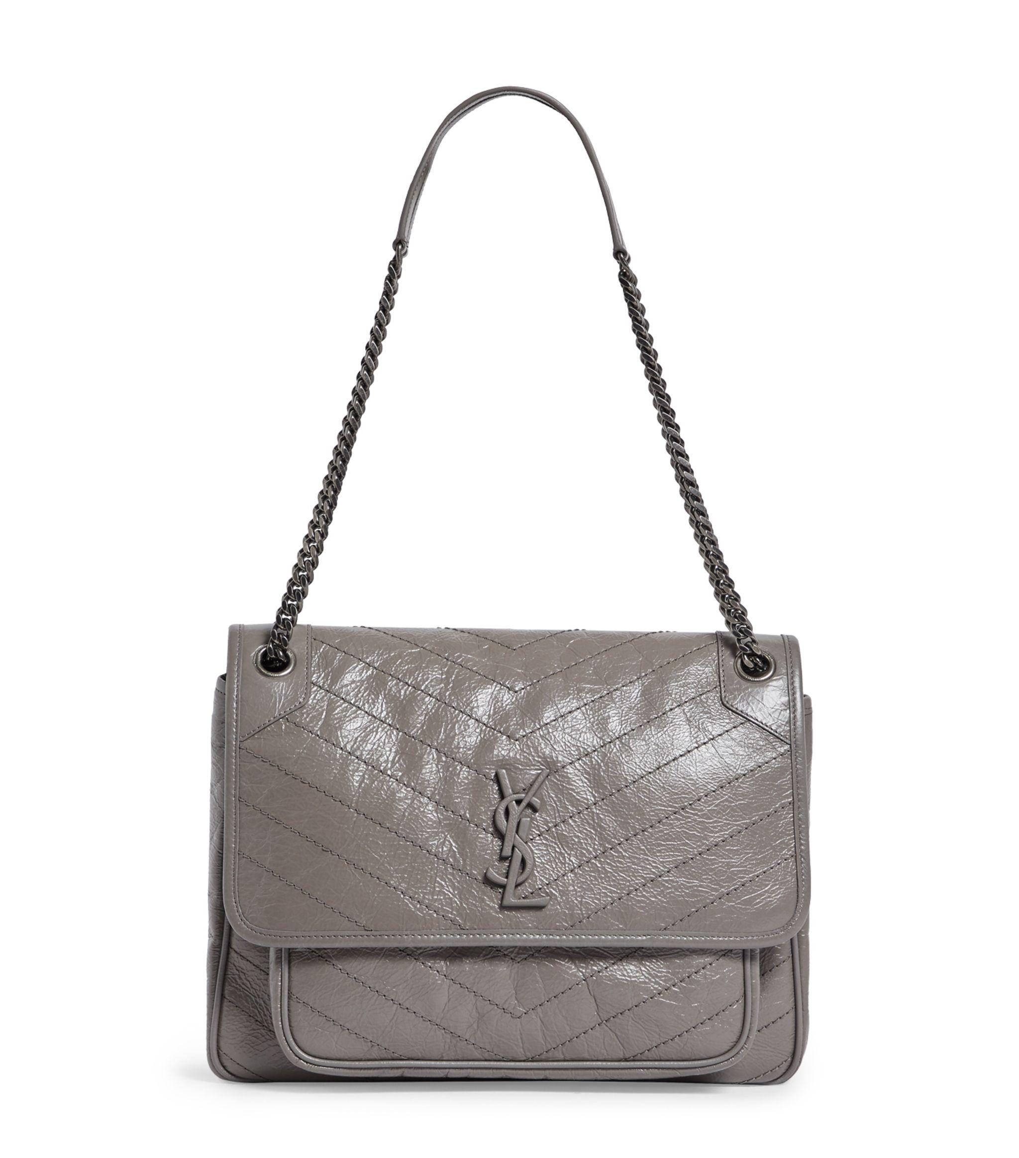 Saint Laurent Large Leather Niki Shoulder Bag in Gray Lyst