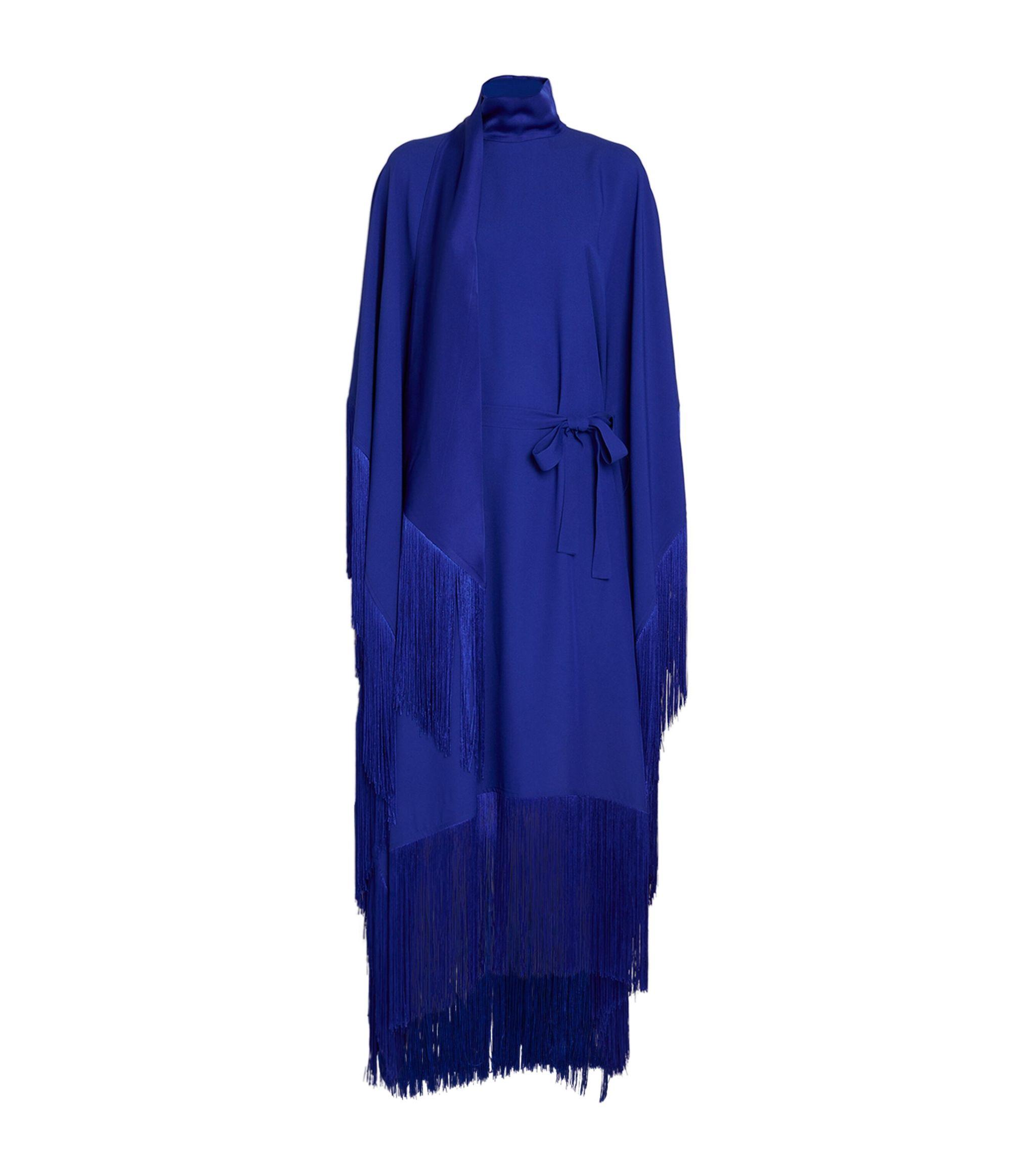 ‎Taller Marmo Fringed Mrs Ross Kaftan Dress in Blue | Lyst