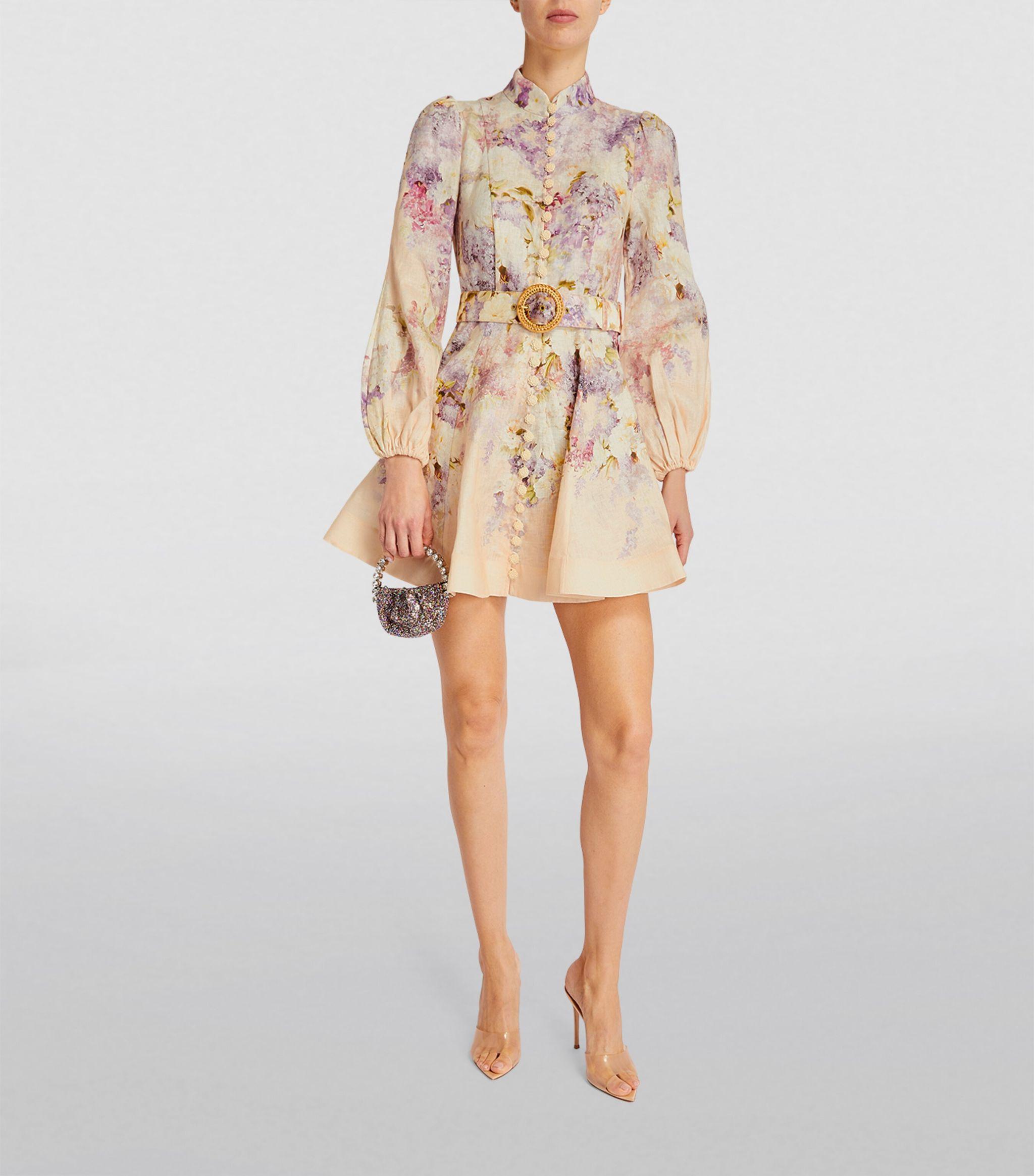 Zimmermann Lyrical Buttoned Mini Dress in Natural | Lyst