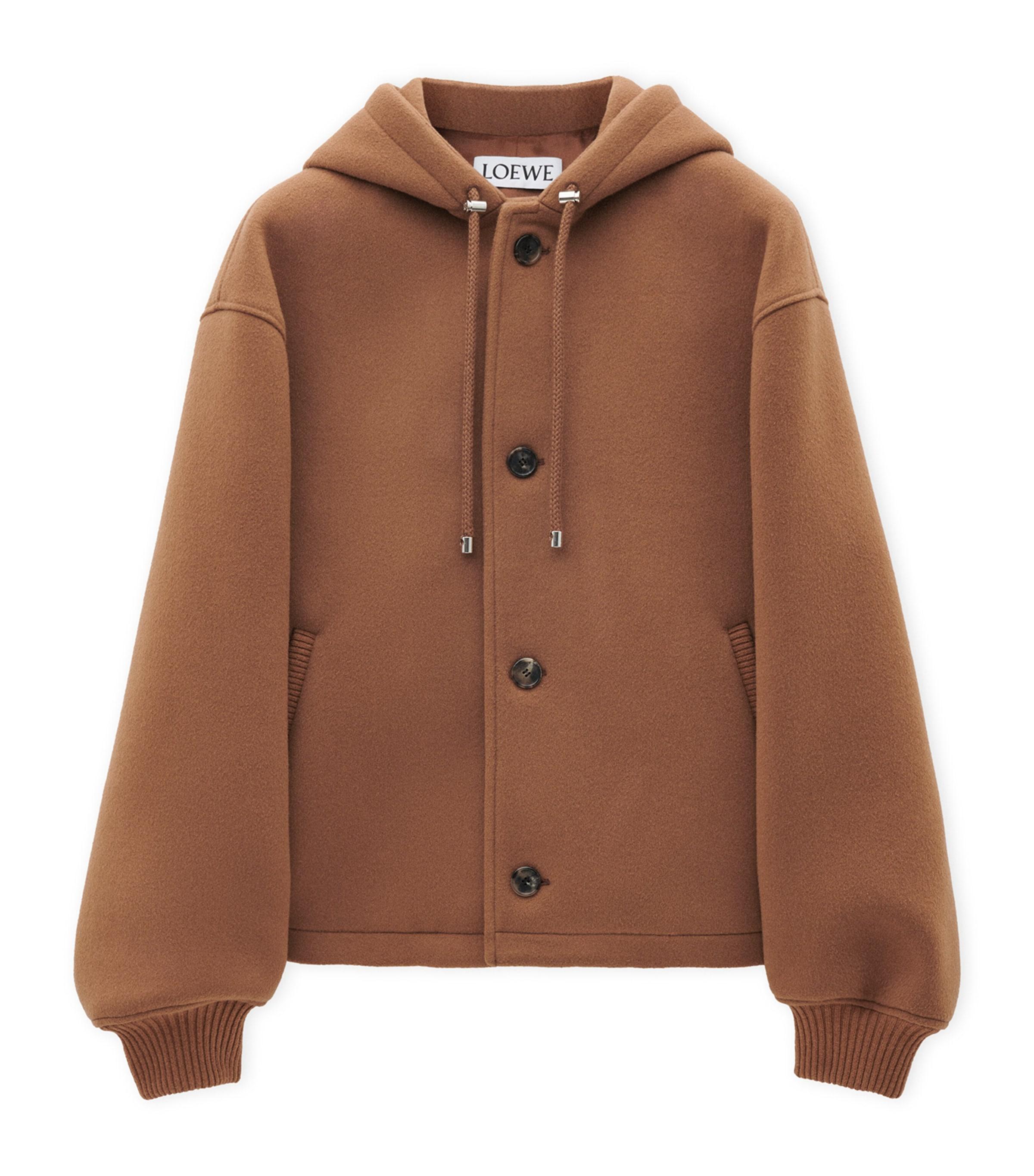 Loewe Wool-Blend Hooded Jacket in Brown for Men | Lyst UK