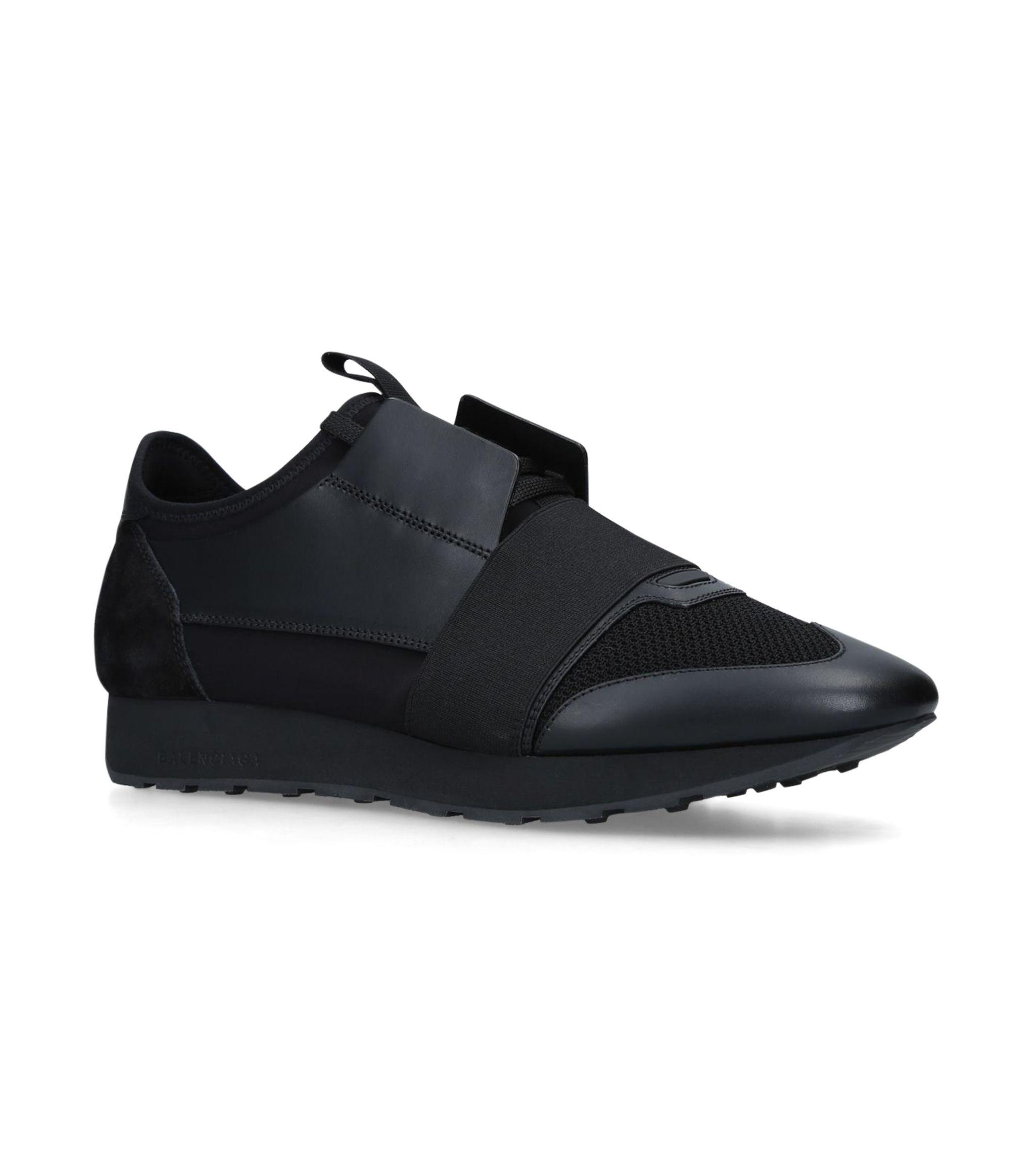 Balenciaga Leather Elastic Runner Sneakers in Black for Men - Save 1% ...
