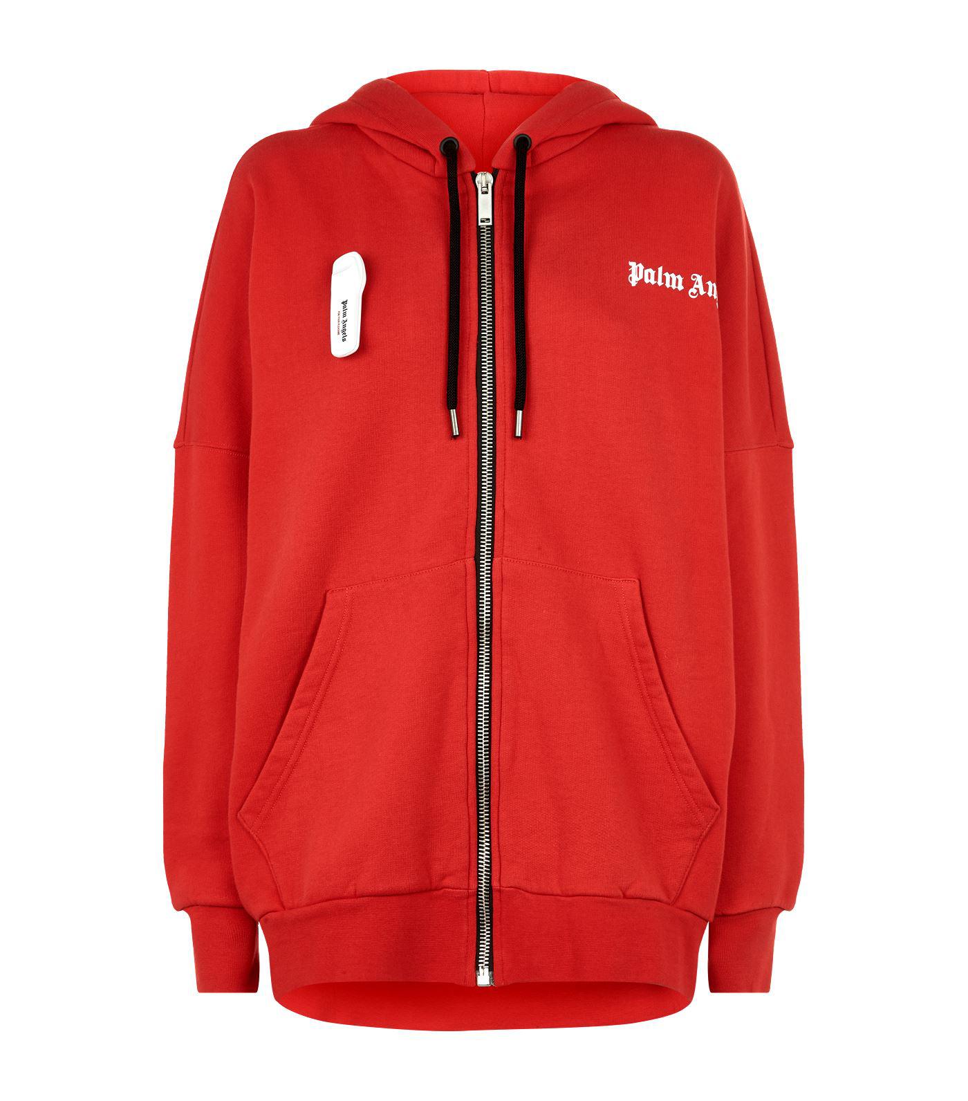 Palm Angels Fleece Security Tag Hoodie in Red - Lyst