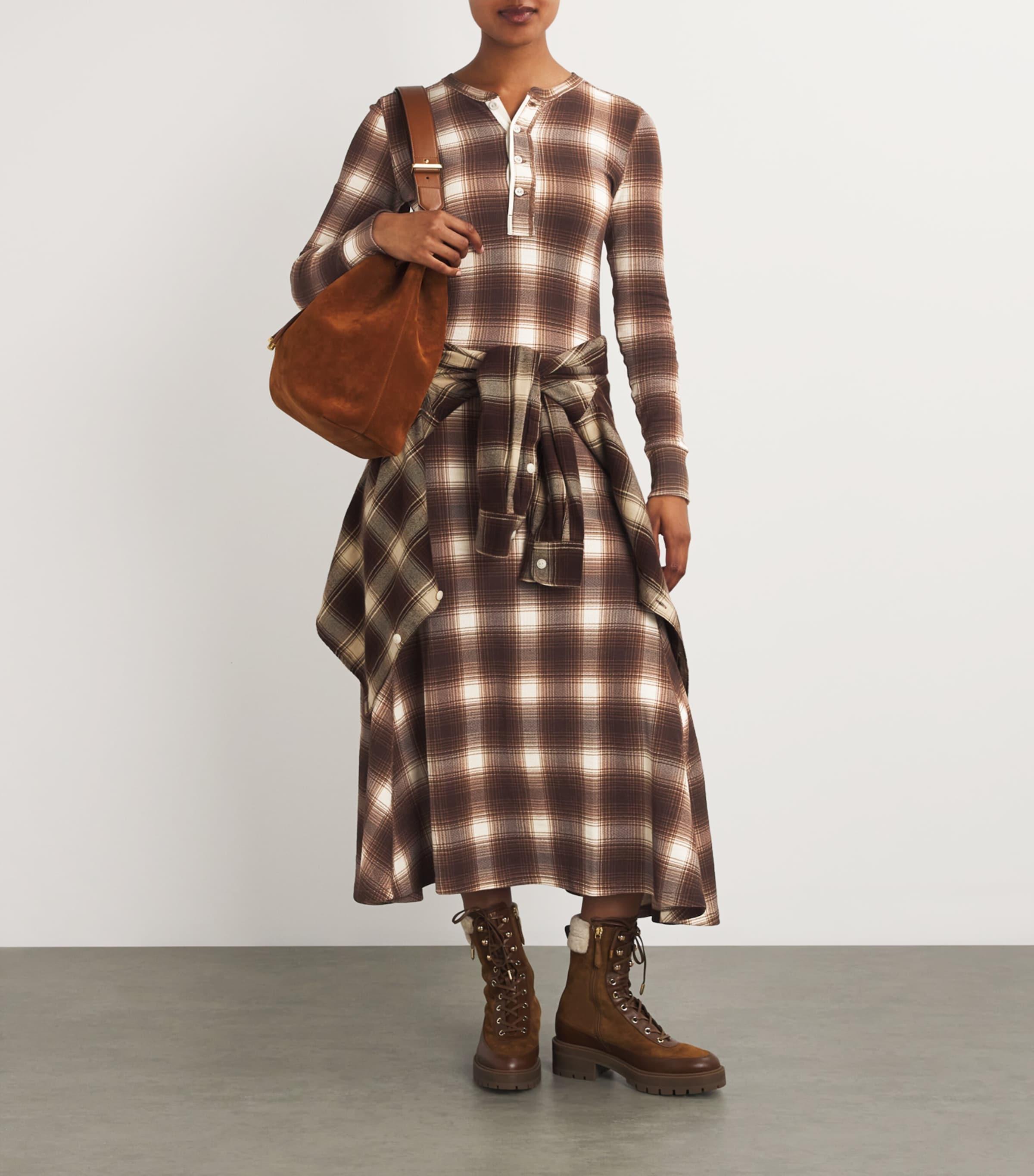 Polo Ralph Lauren Waffle-Knit Henley Maxi Dress in Brown | Lyst UK