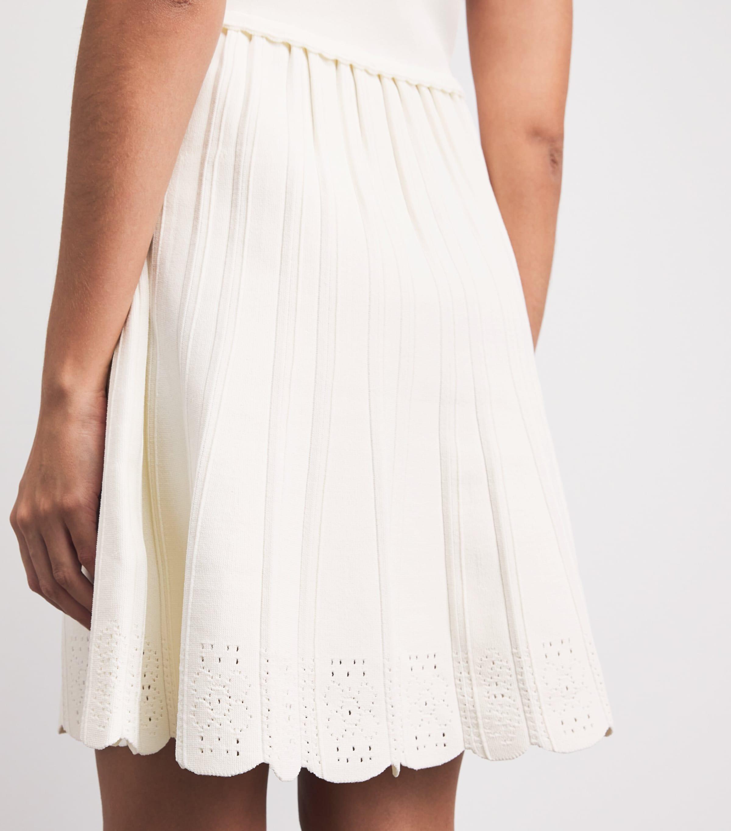 Sandro Knitted Pointelle Mini Dress in White | Lyst